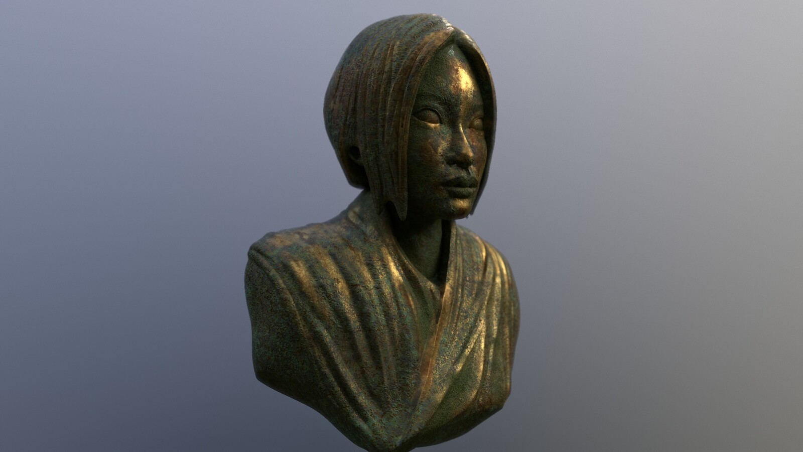 Aya Ueto bust. First experiment with texturing in Marmoset.