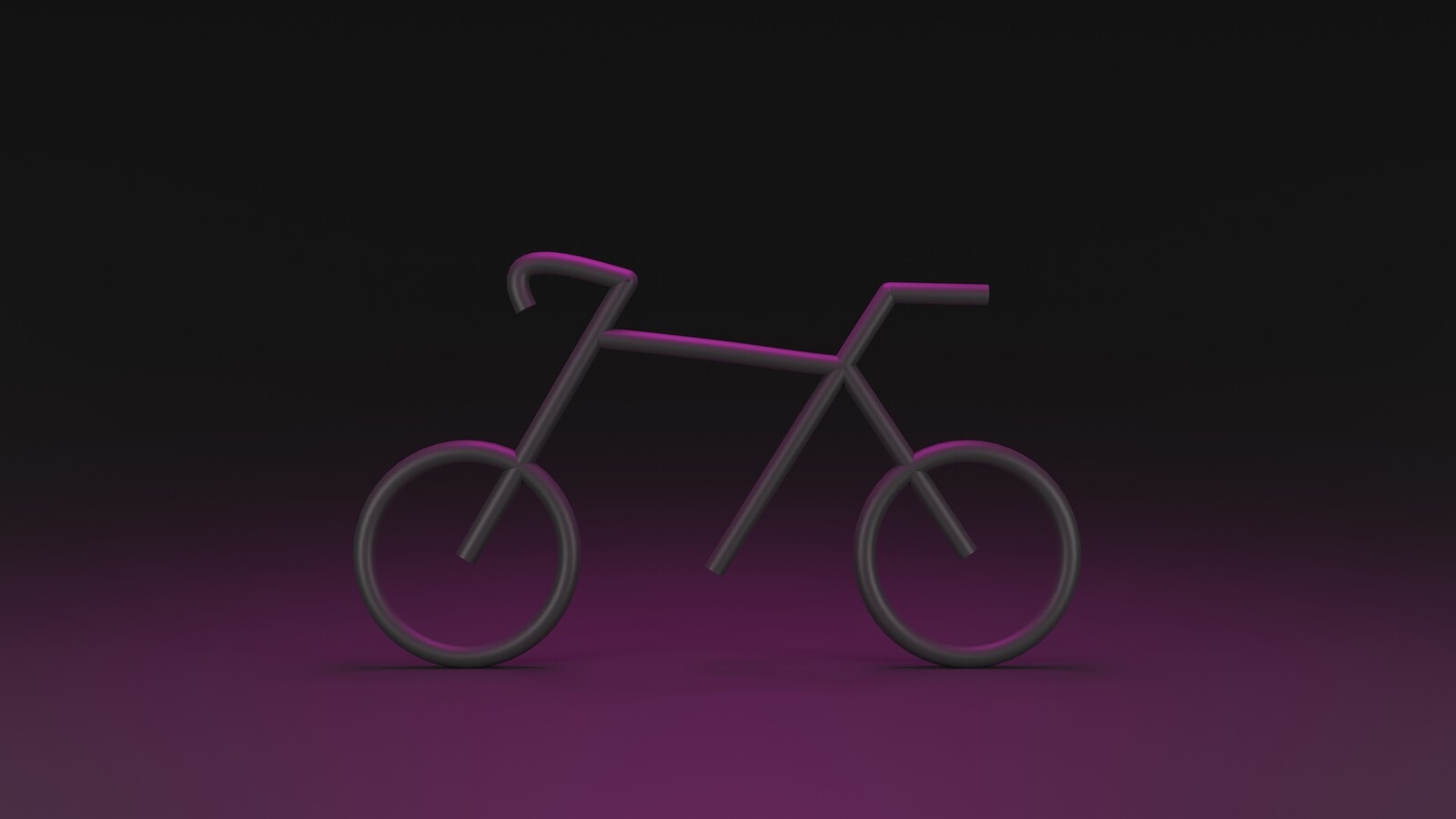 3d minimal bicycle with purple light scattering on it