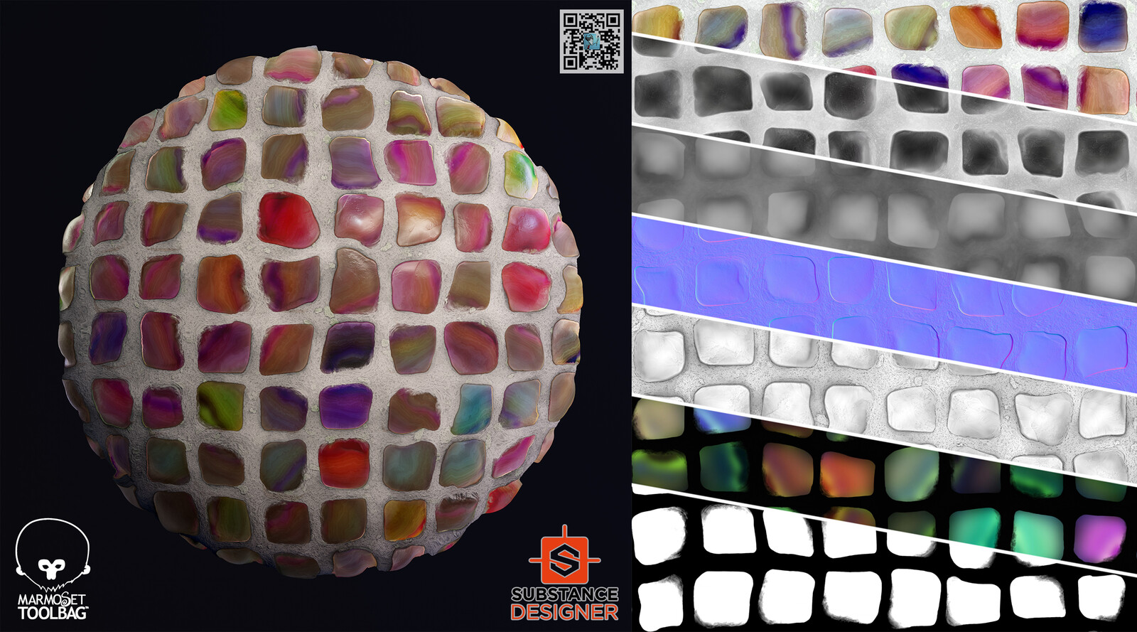 Stylized Fancy Cobblestone | PBR | 4K | PNG | SBSAR | 2 Variation