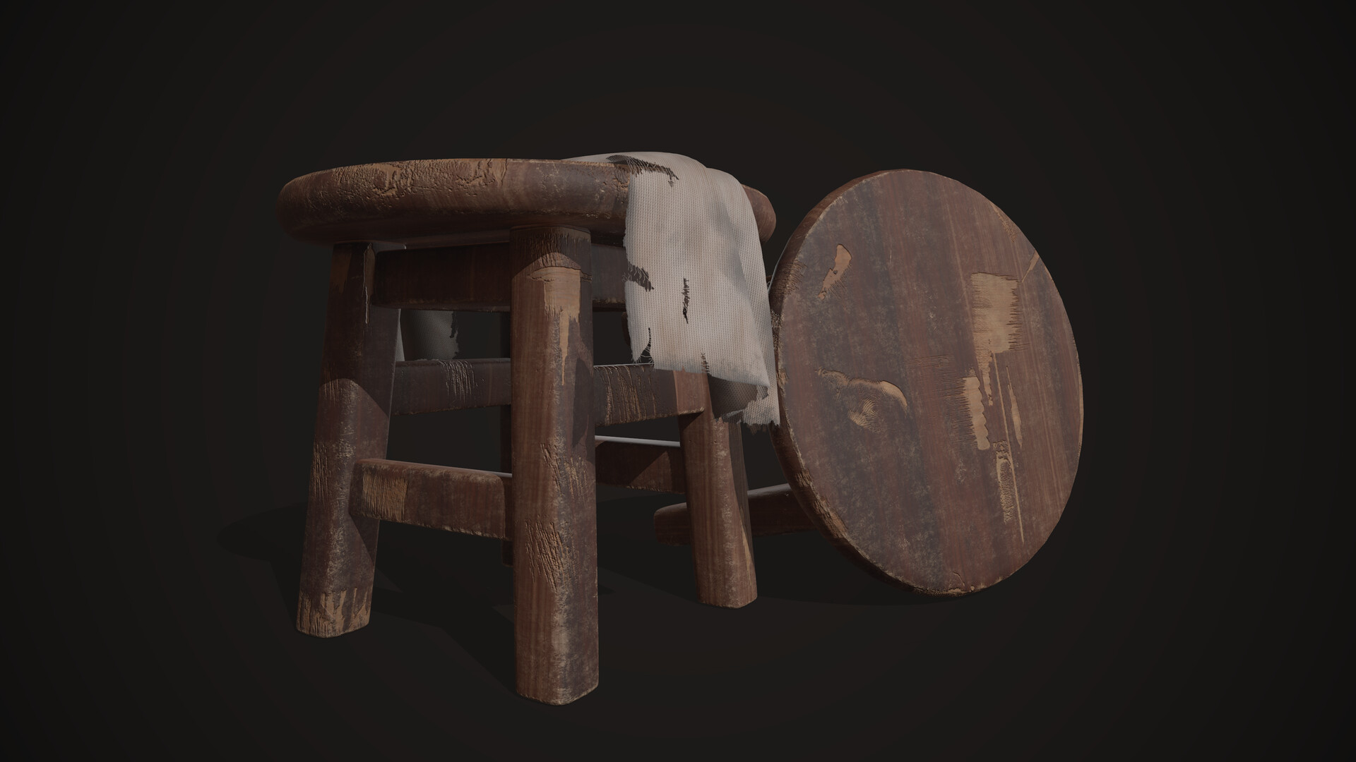 ArtStation wooden stool