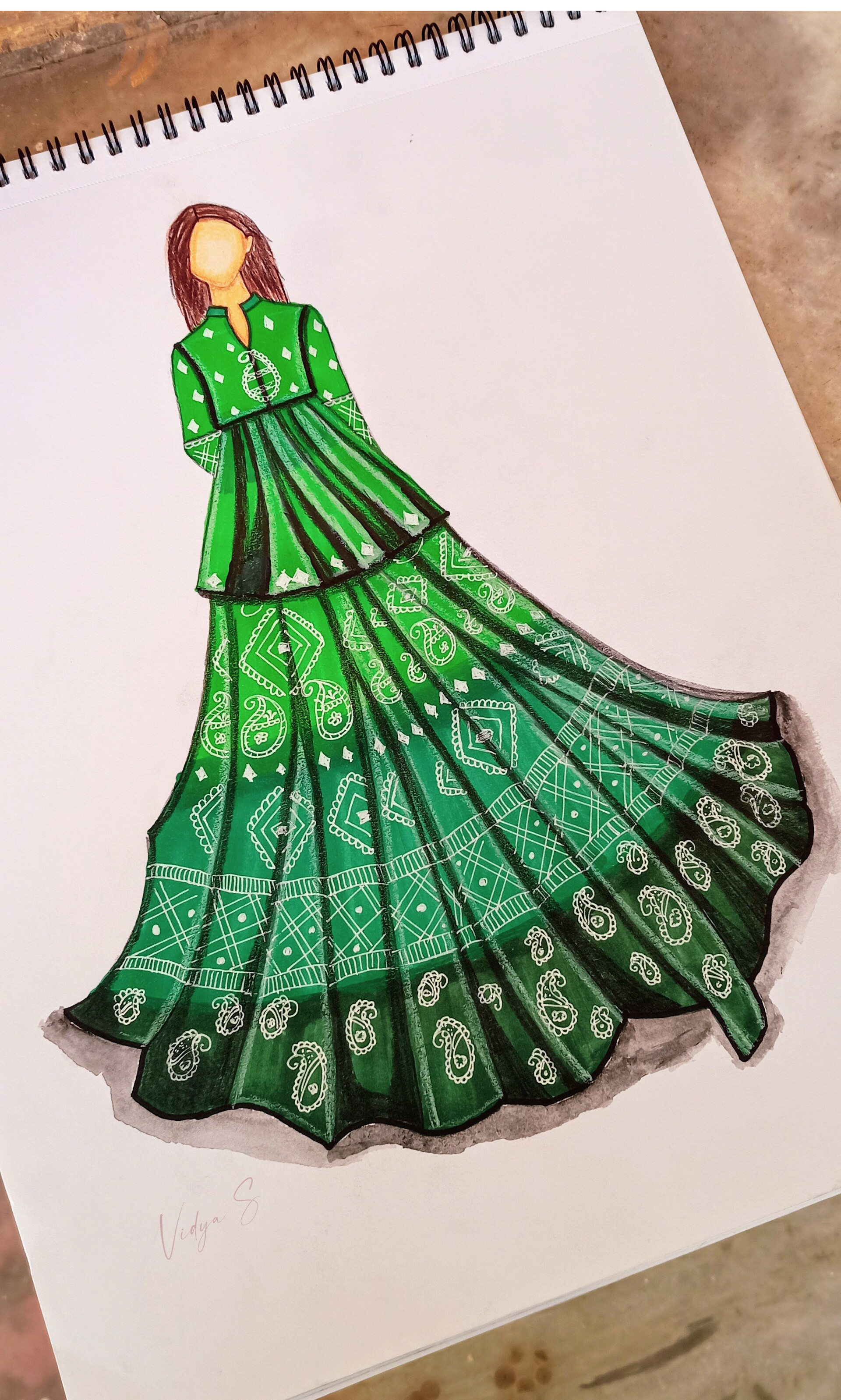 Indian traditional dress drawing | fashion illustration tutorial | Goa traditional  attire - YouTube