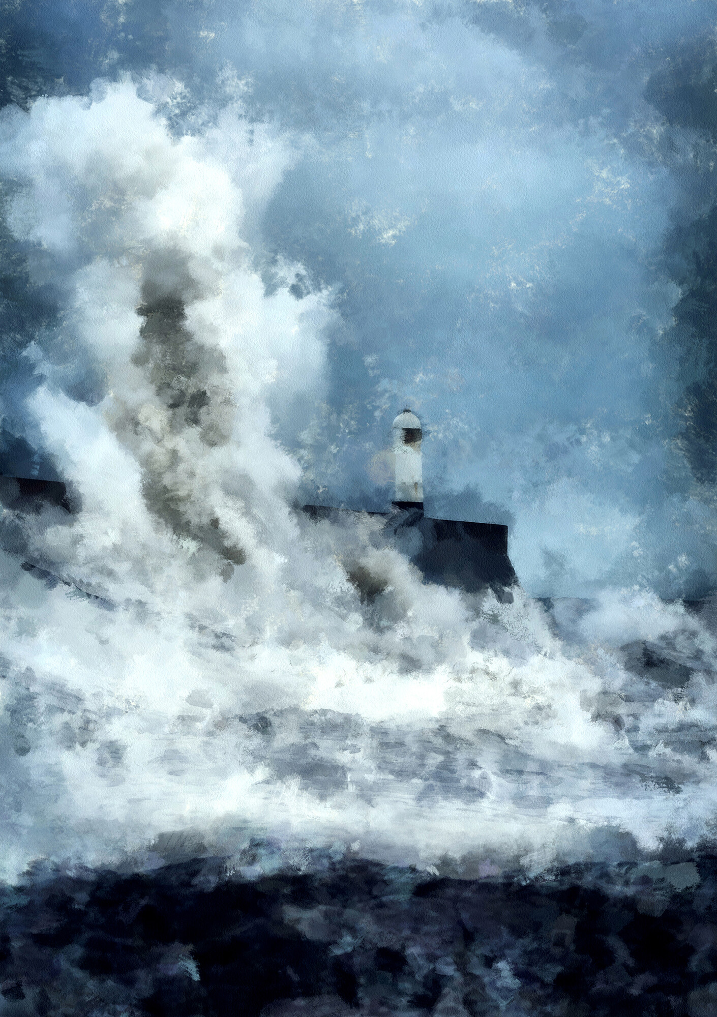ArtStation - A lighthouse lost in a raging sea