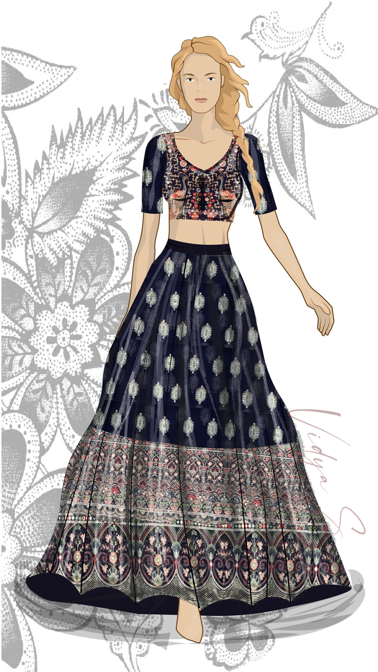 Lehenga on sale fashion illustration