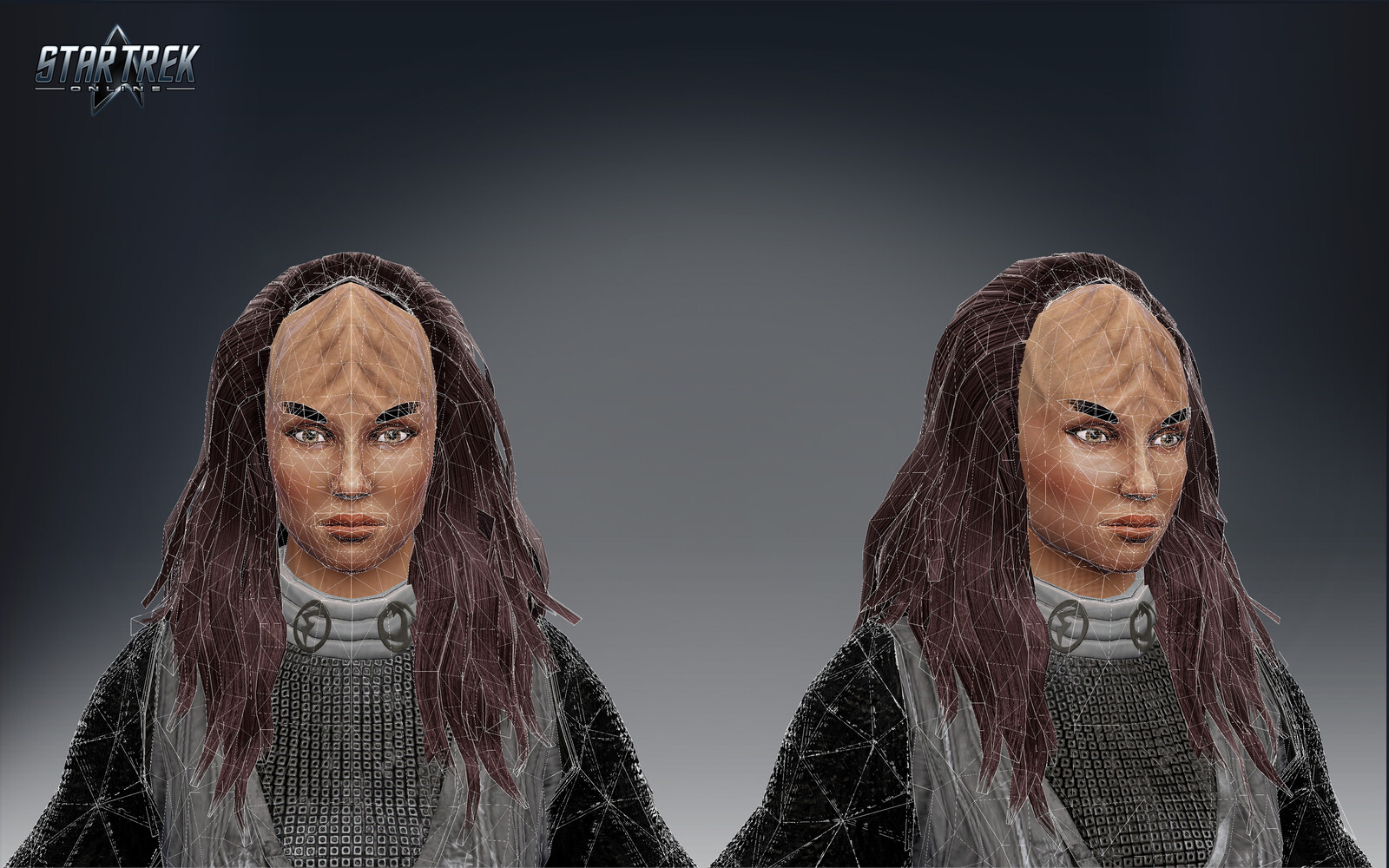 Star Trek Online in engine render of the revamped head, with topology.
