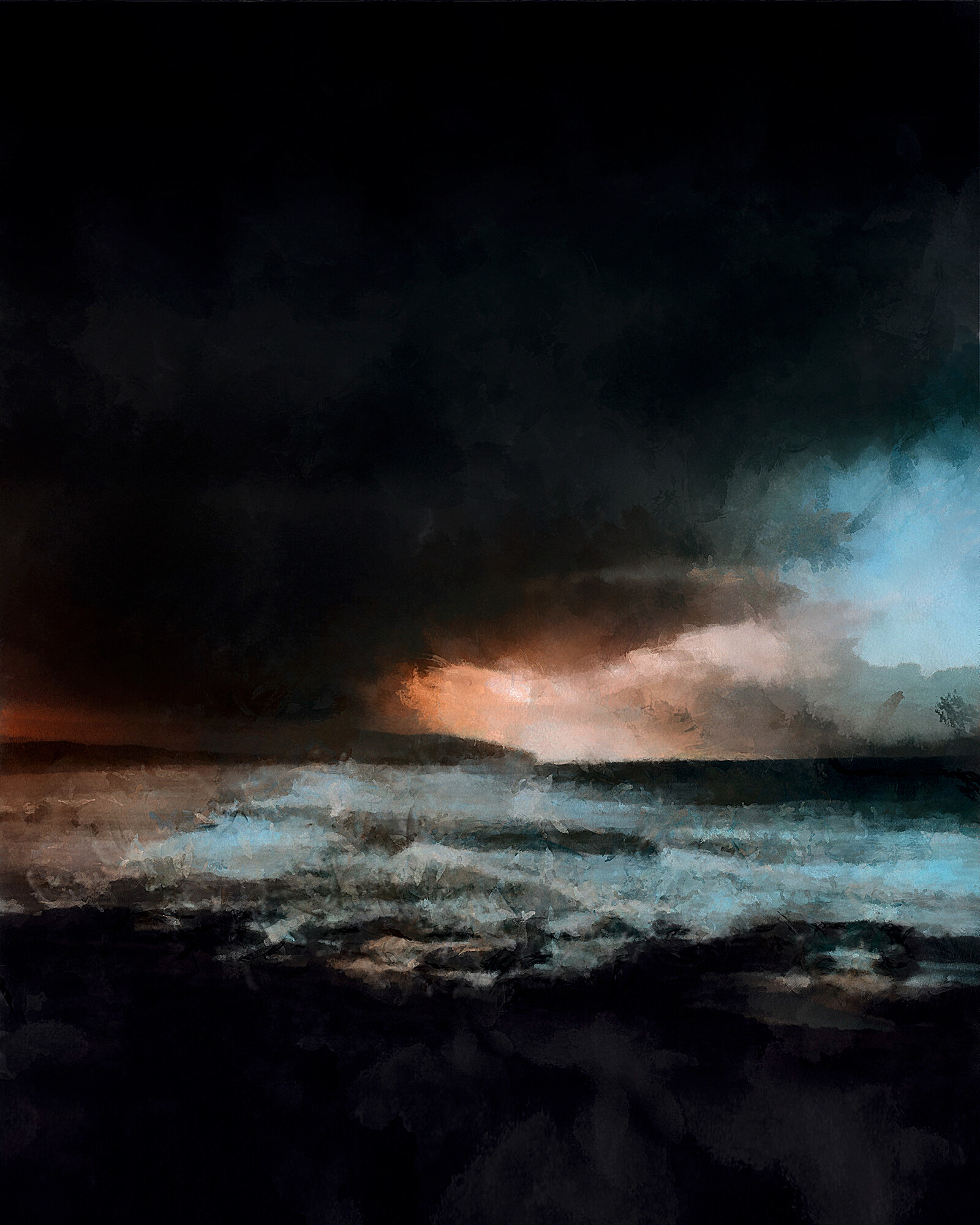 ArtStation - A gloomy storm overwhelms the sea