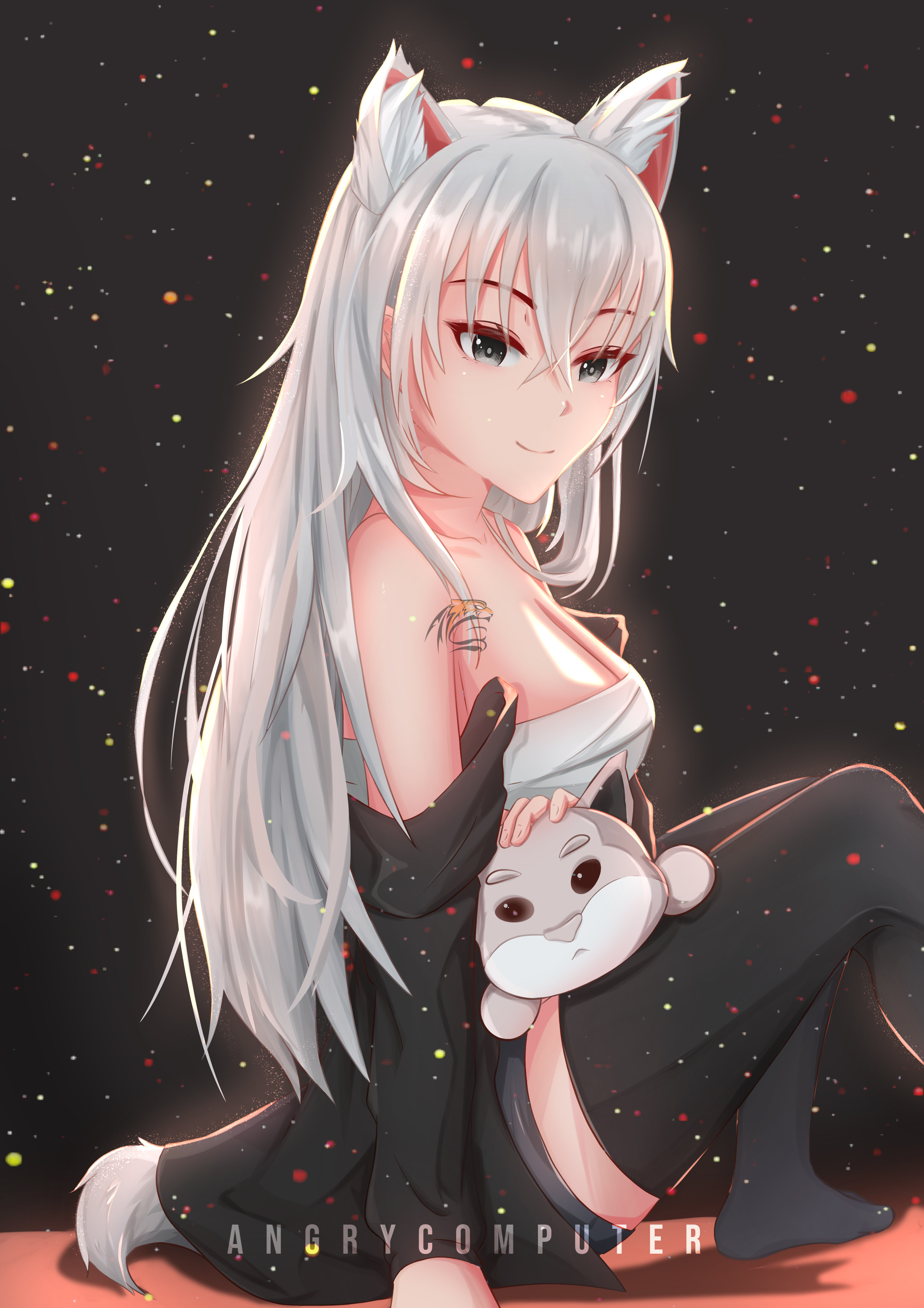 anime white kitsune girl