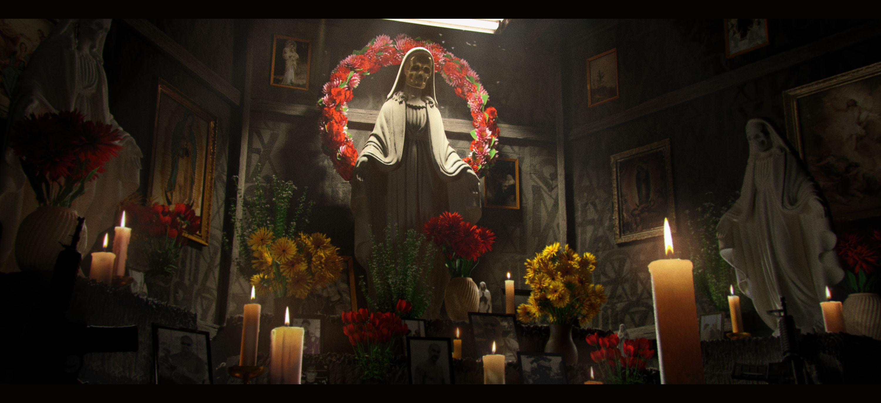 Virgin altar garage detail
