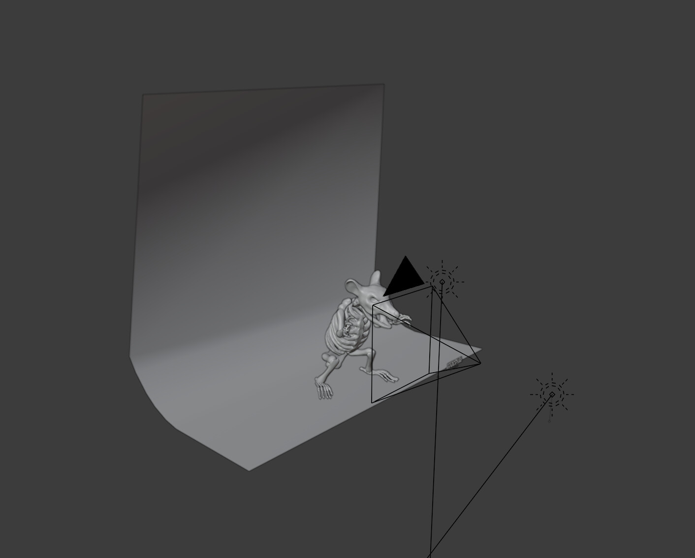 Skeleton model was created in Blender and then rendered on a backdrop in Blender as well.