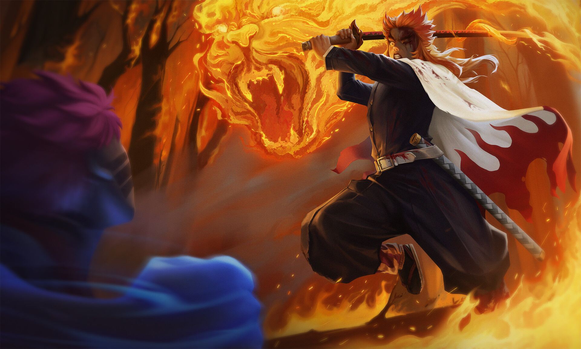 Artstation Demon Slayer Rengoku Vs Akaza