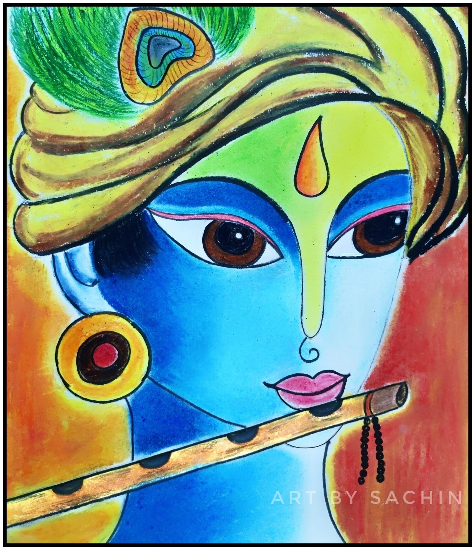 How to paint Radha Krishna with Birds Acrylic painting on canvas