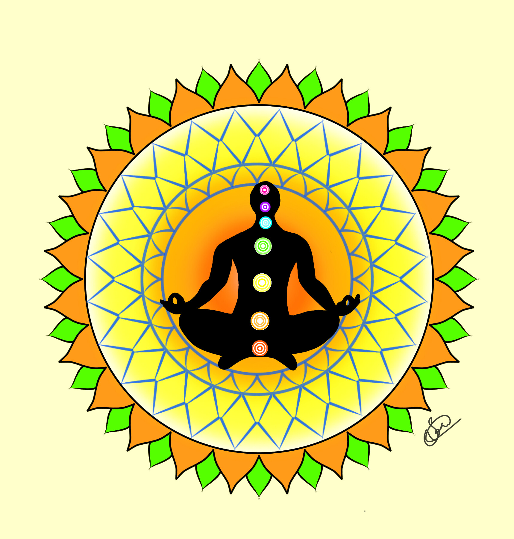Sachin Bhattacharjee - Yoga Day Painting., image size:1717x1800