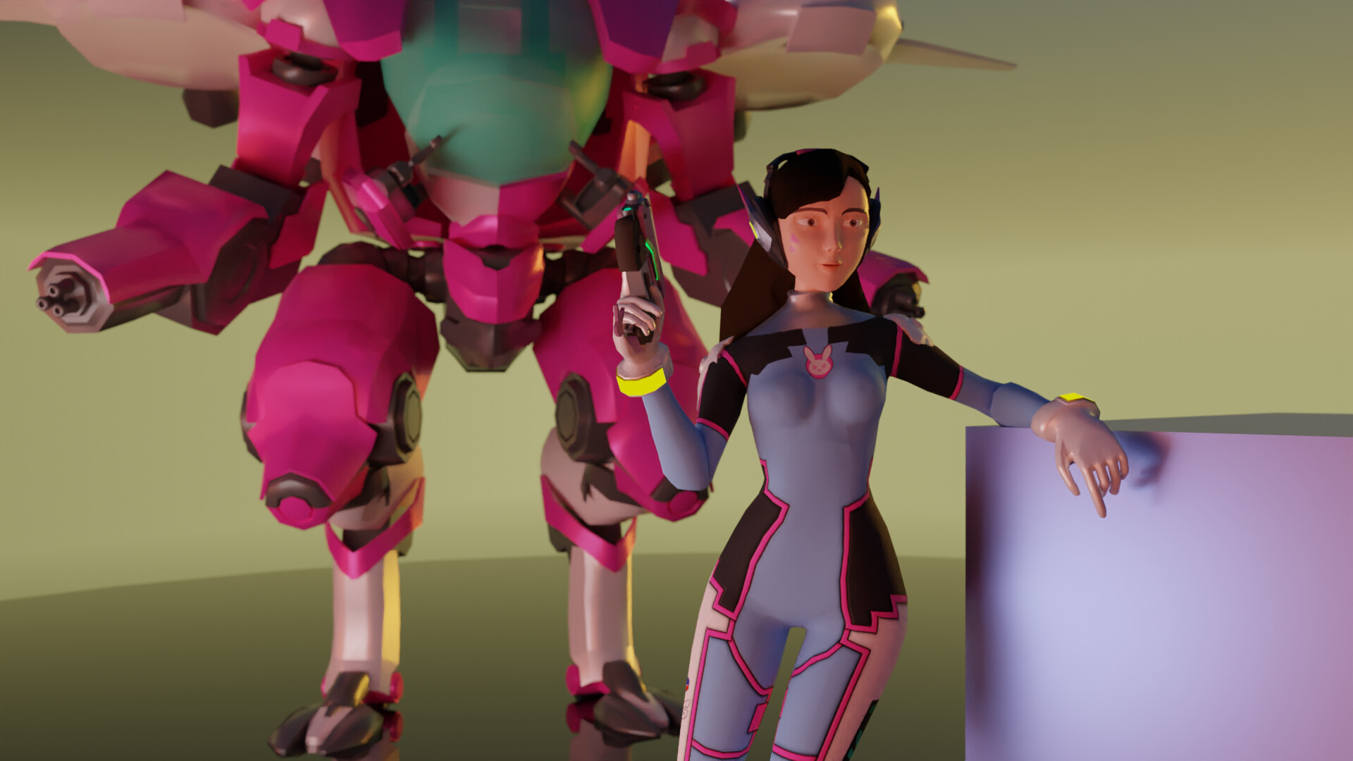 ArtStation - DVa from Overwatch - Full Scene - Midpoly