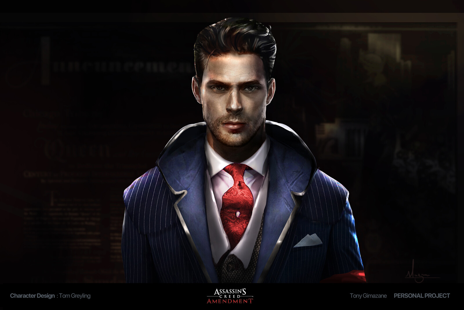 Tom Greyling, Character design, Face.
