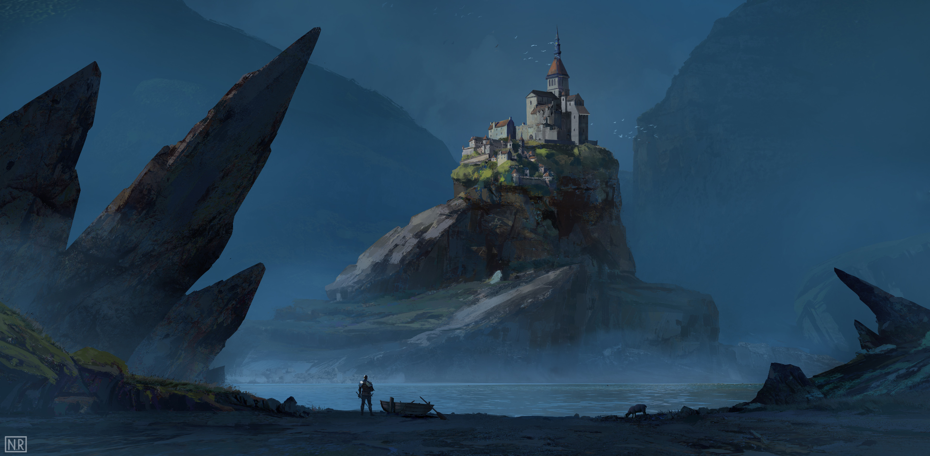 Castle concept art inspired by Scottish castles.
