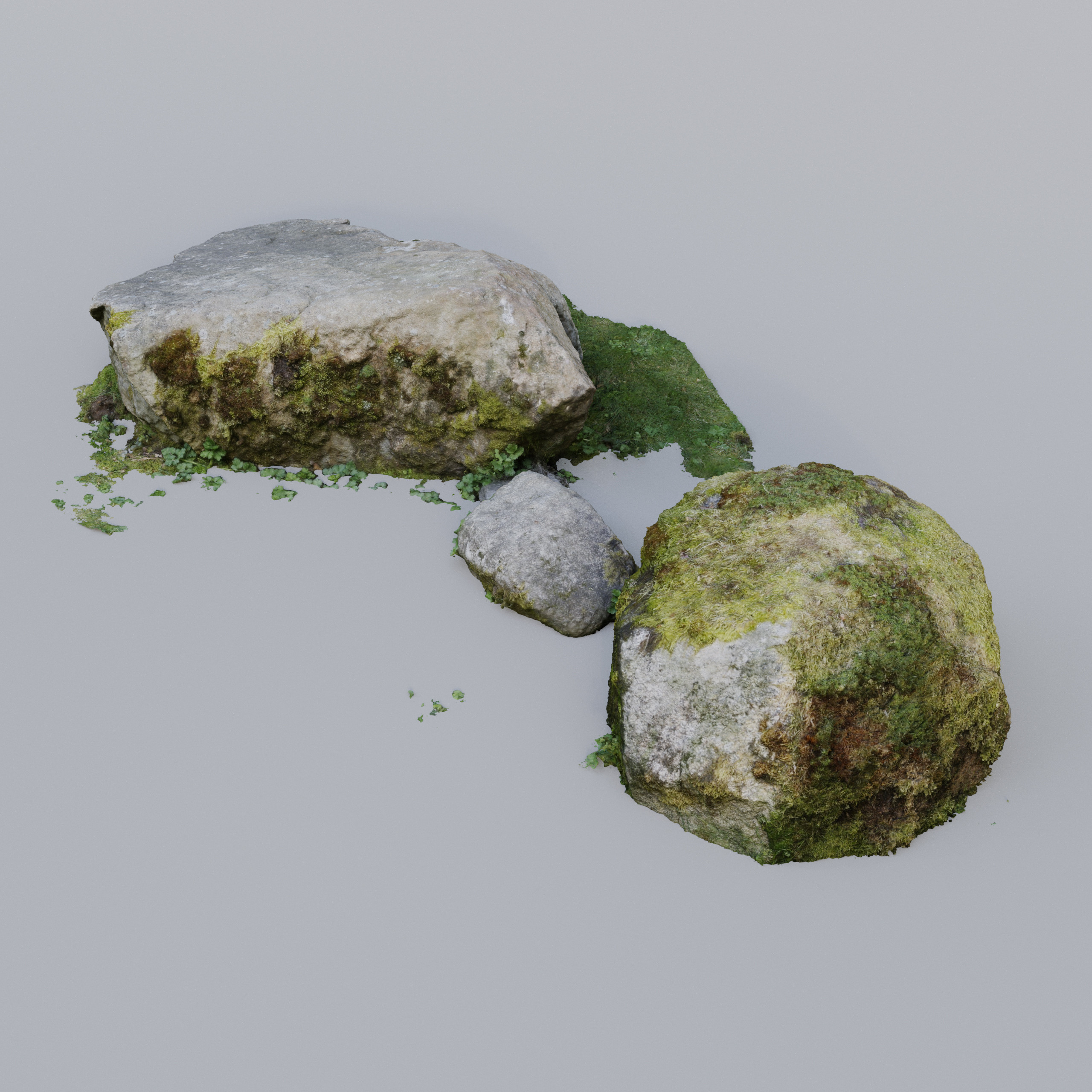 Rock cluster photogrammetry study. Retopologized and rendered in Blender 2.8