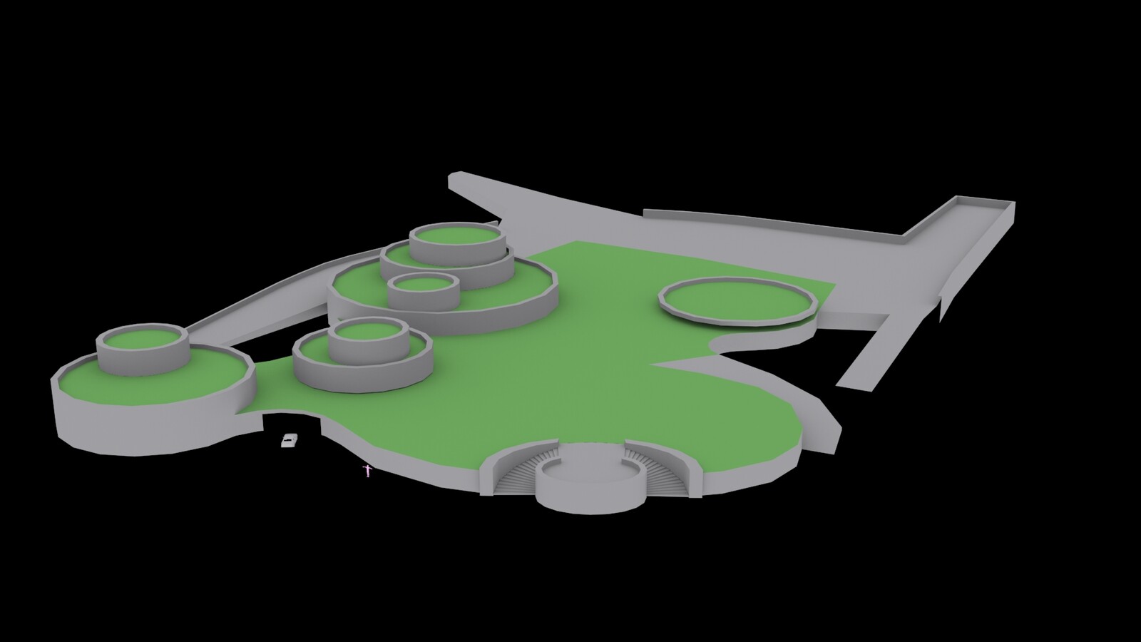 A rough blocked out shape of the DLR Plaza.