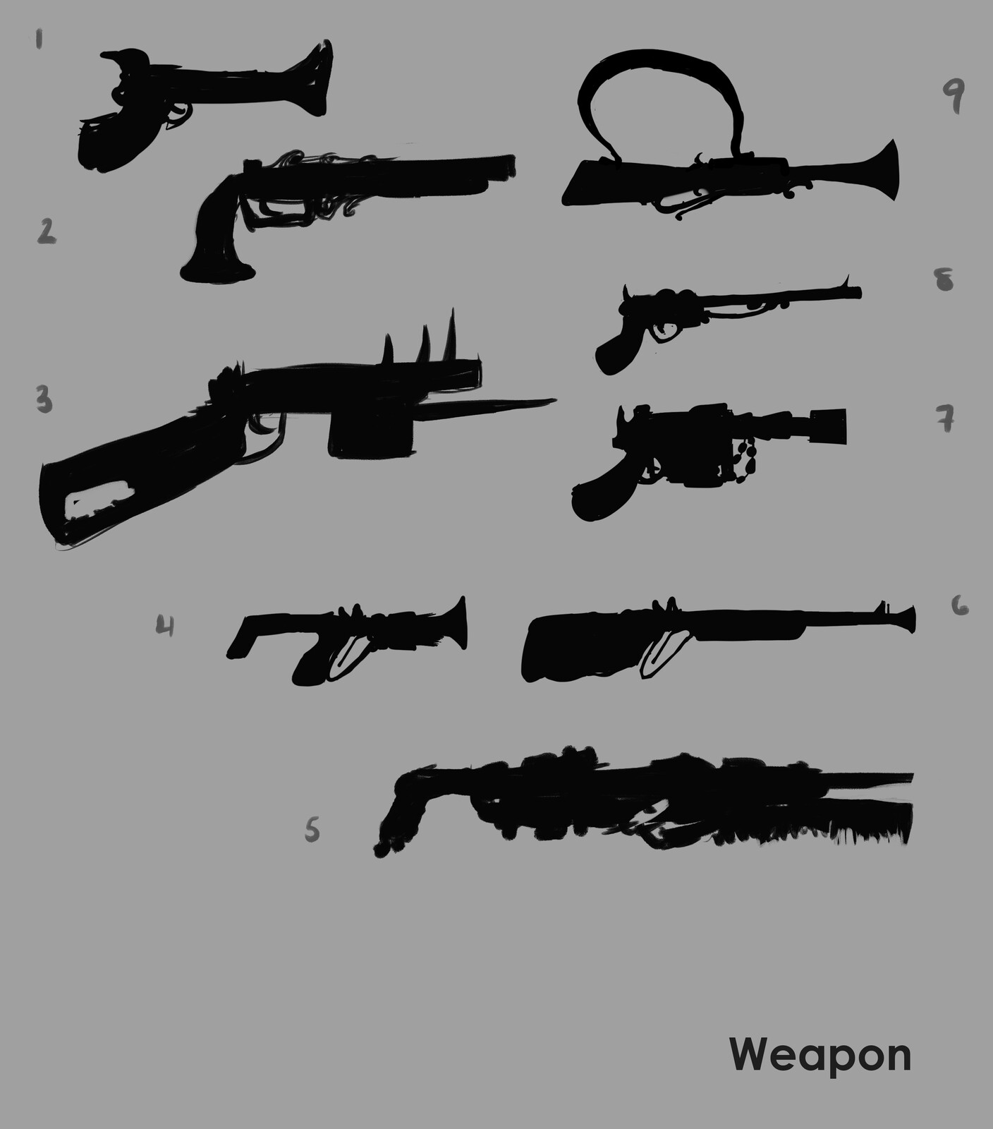 Prop/Weapon silhouette concepts.