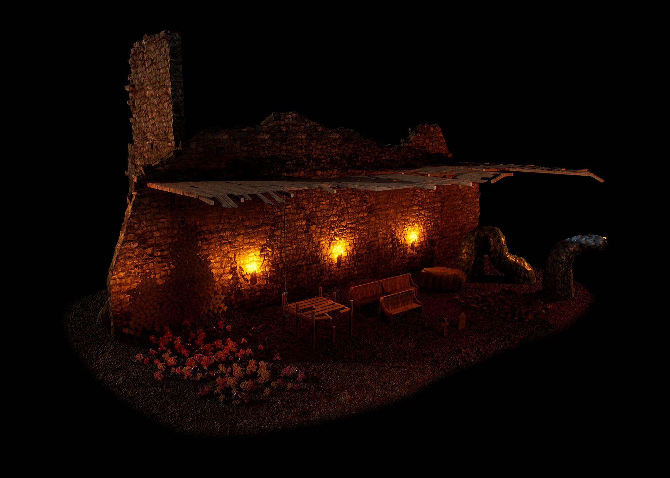 Created Assets 3/3
*Wood Trim By Nikita*
*Fire from VFX pack*