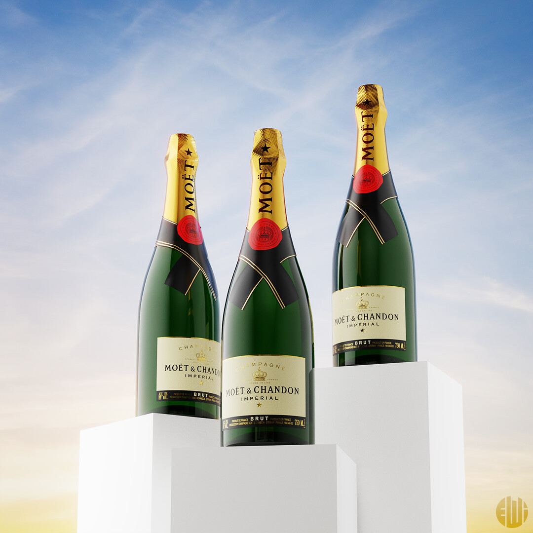 ArtStation - Champagne Moet And Chandon Imperial Brut Champagne Bottle  Low-poly 3D model