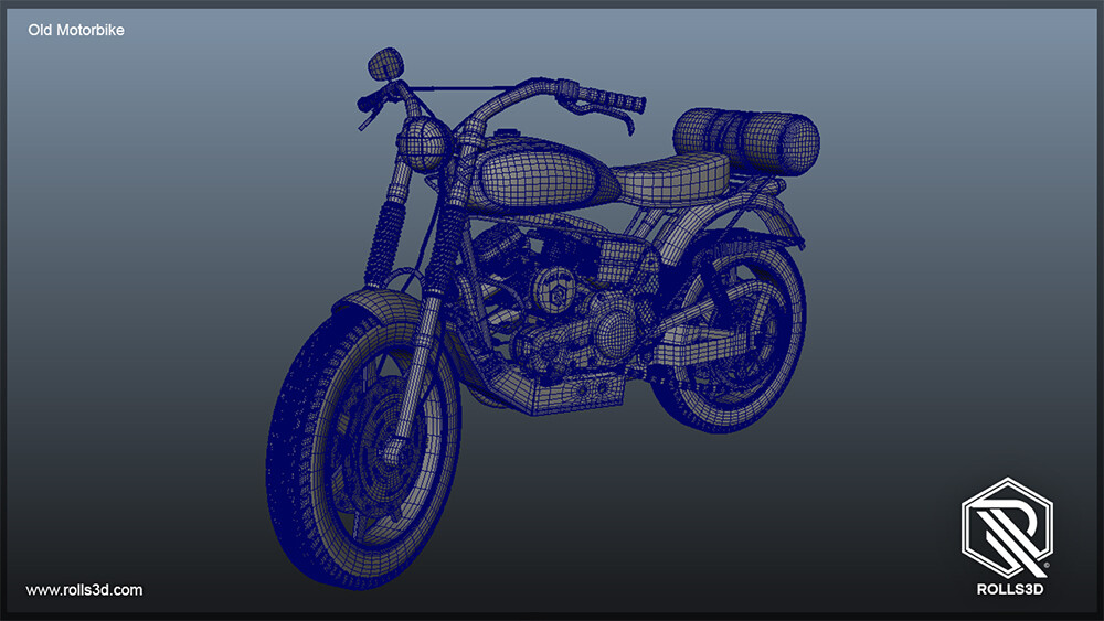 Old Motorbike Wireframe
