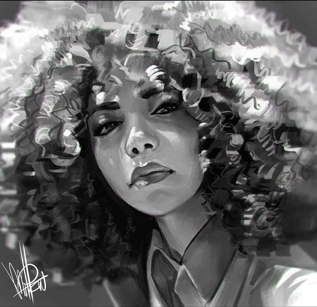 ArtStation - Curly Hair Digital Portrait