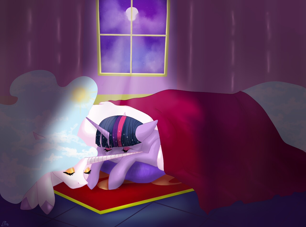 ArtStation - Fanart Celestia and Twilight Sparkle are sleeping