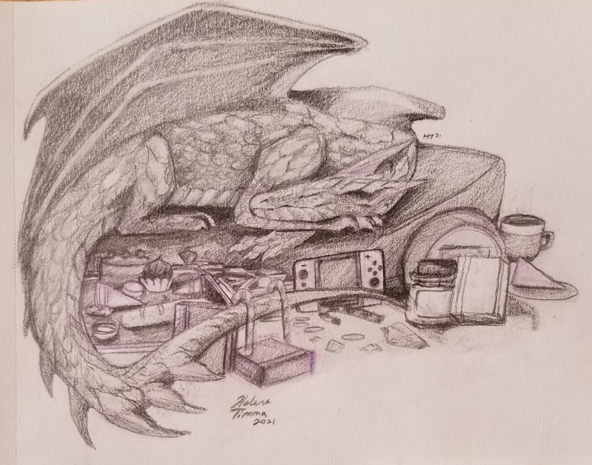 Curled Sleeping Dragon Sketch  Weasyl