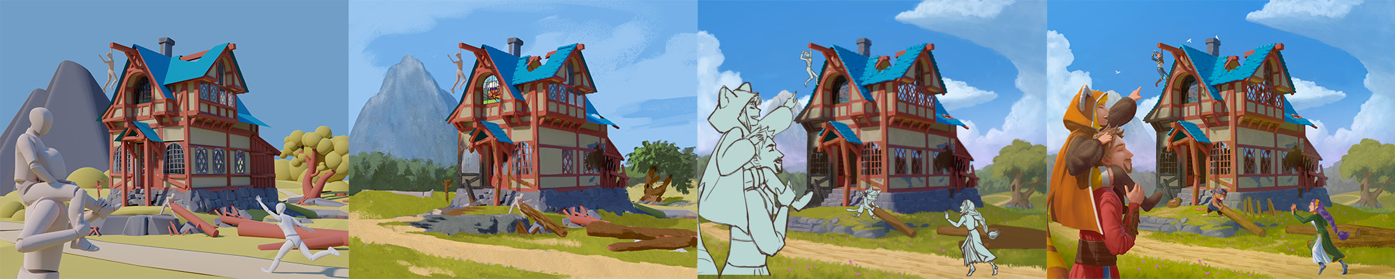 From Gravity Sketch to finished painting. Character line art by Koyo Do