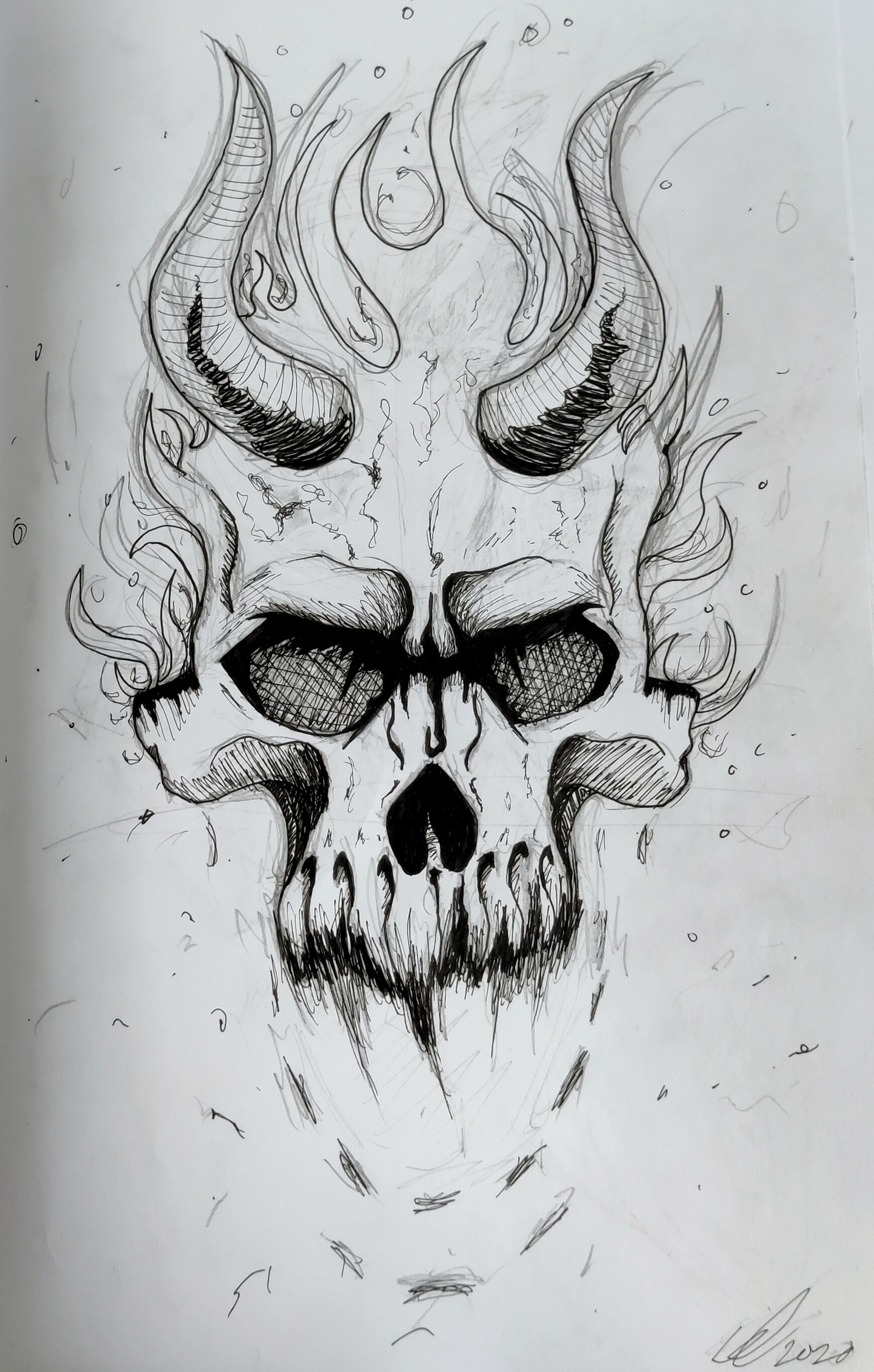 ArtStation - Skull on fire