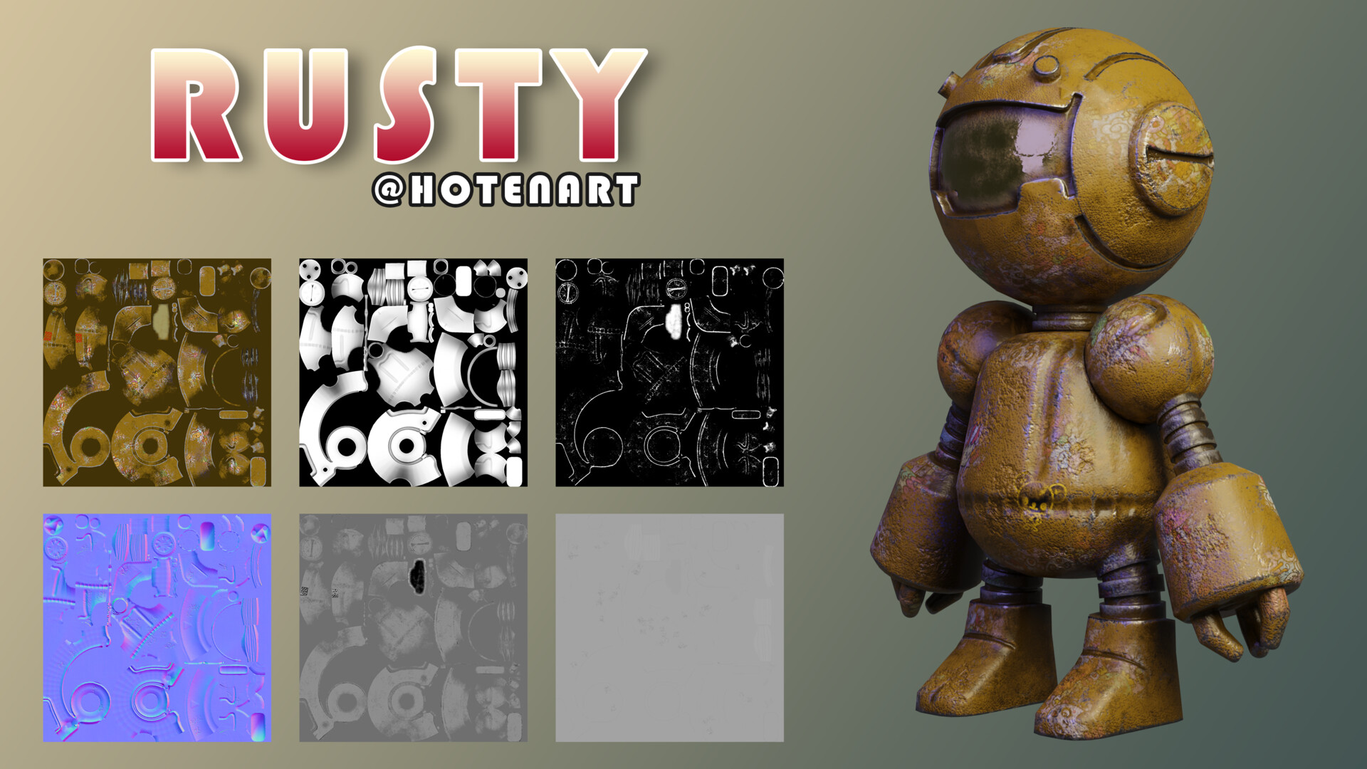 ArtStation - Rusty-robot PBR Low-poly game ready