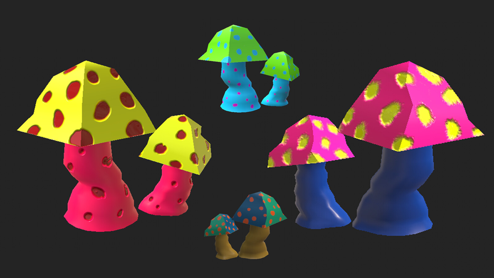 I created some funky mushrooms throughout the levels of the game.