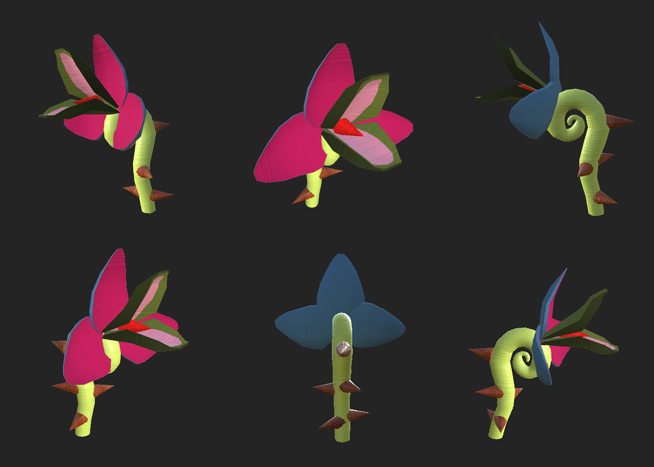 I modeled, textured and animated this monster plant to shoot spikes out like turrets.