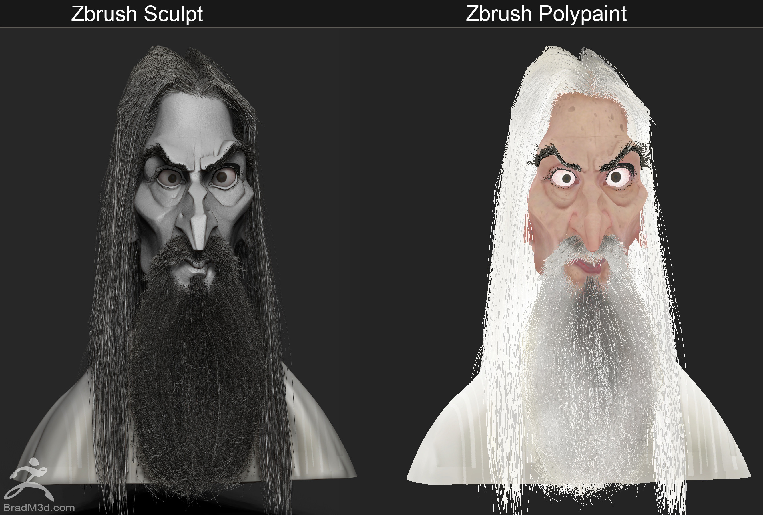 Simple Zbrush Sculpt BPR Render and Flat Shaded polypaint demo
