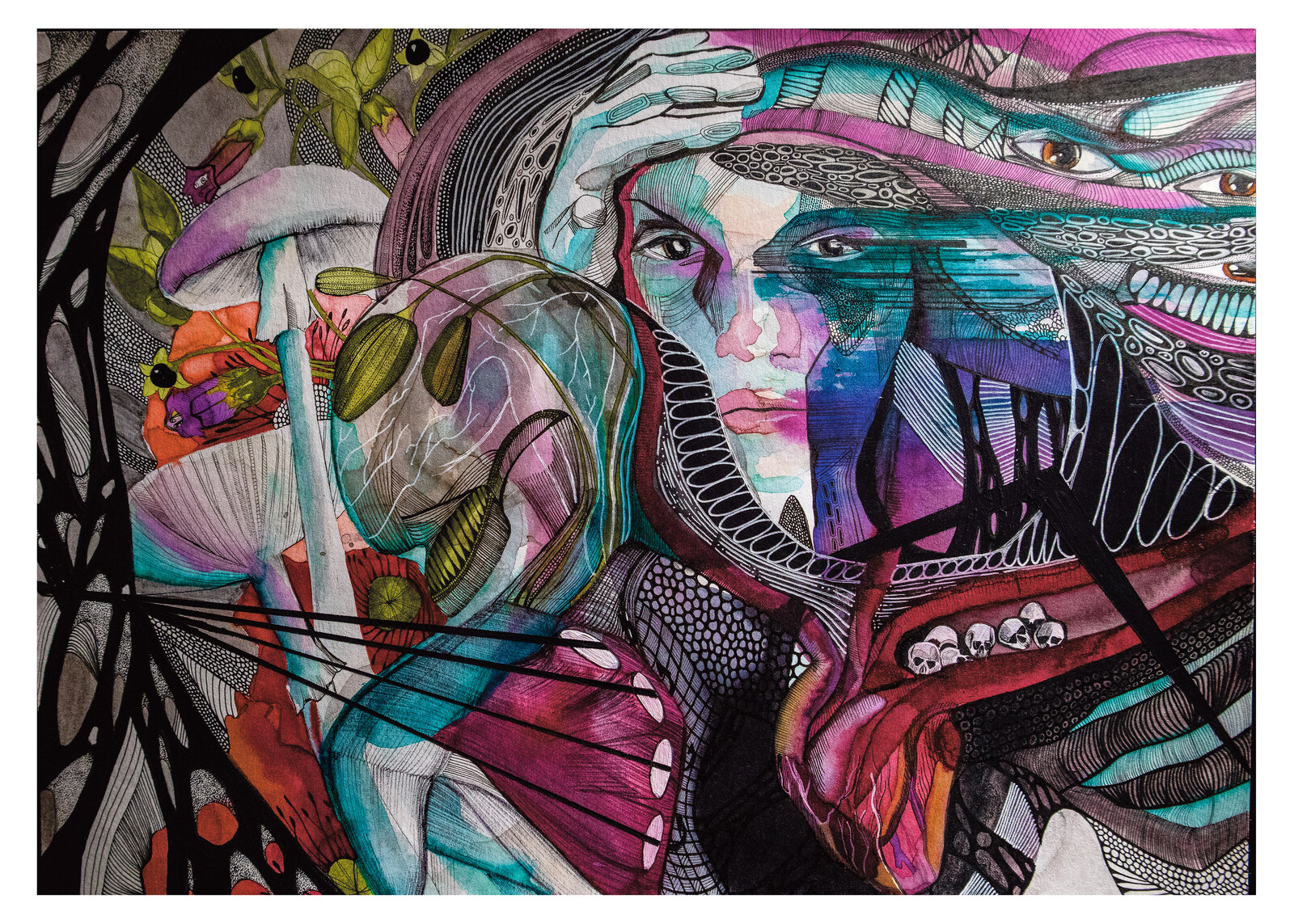 Watercolor, inks, pen on Arches. Slow-art... always. 