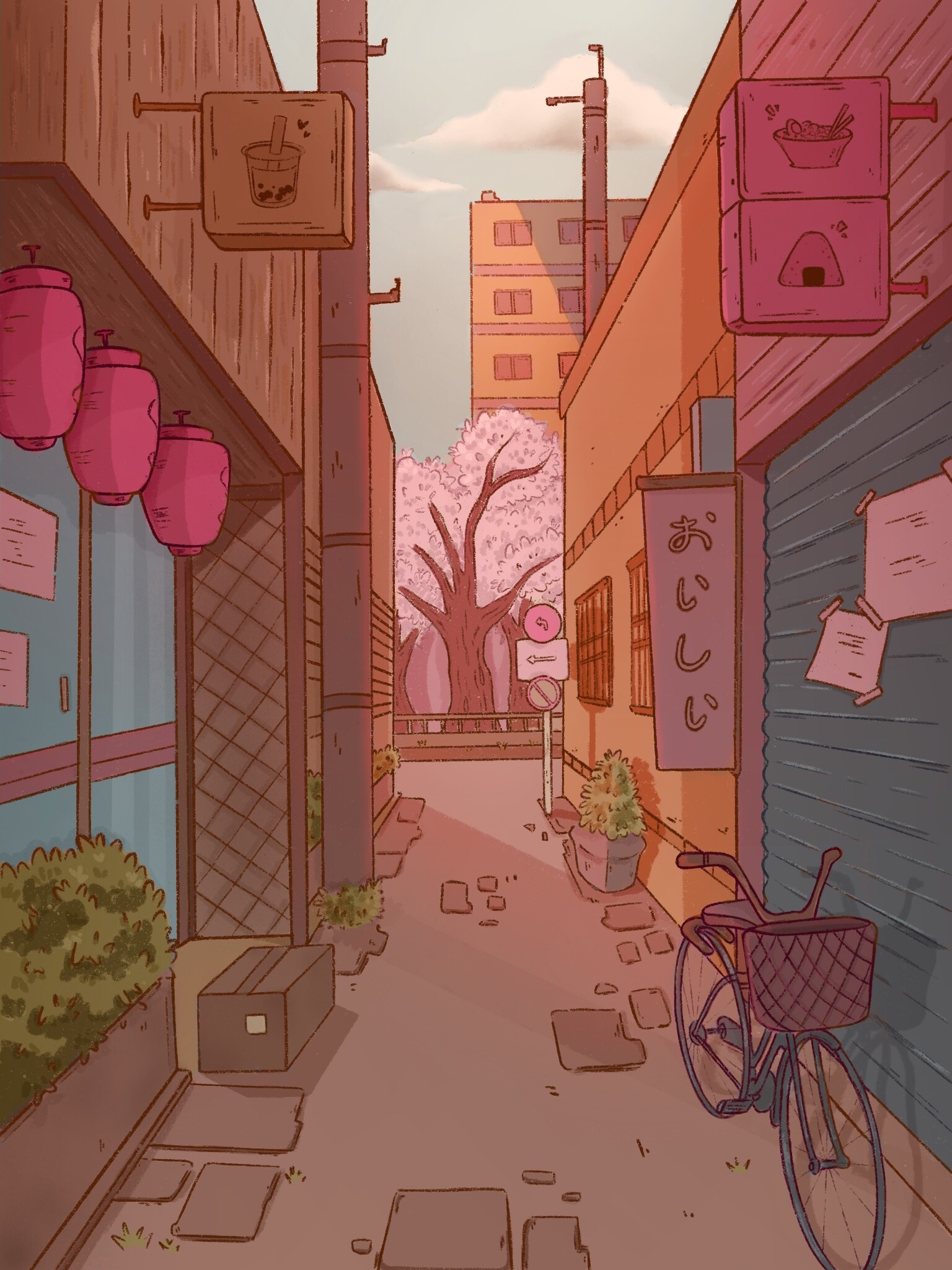 ArtStation - Cherry Blossom Alley