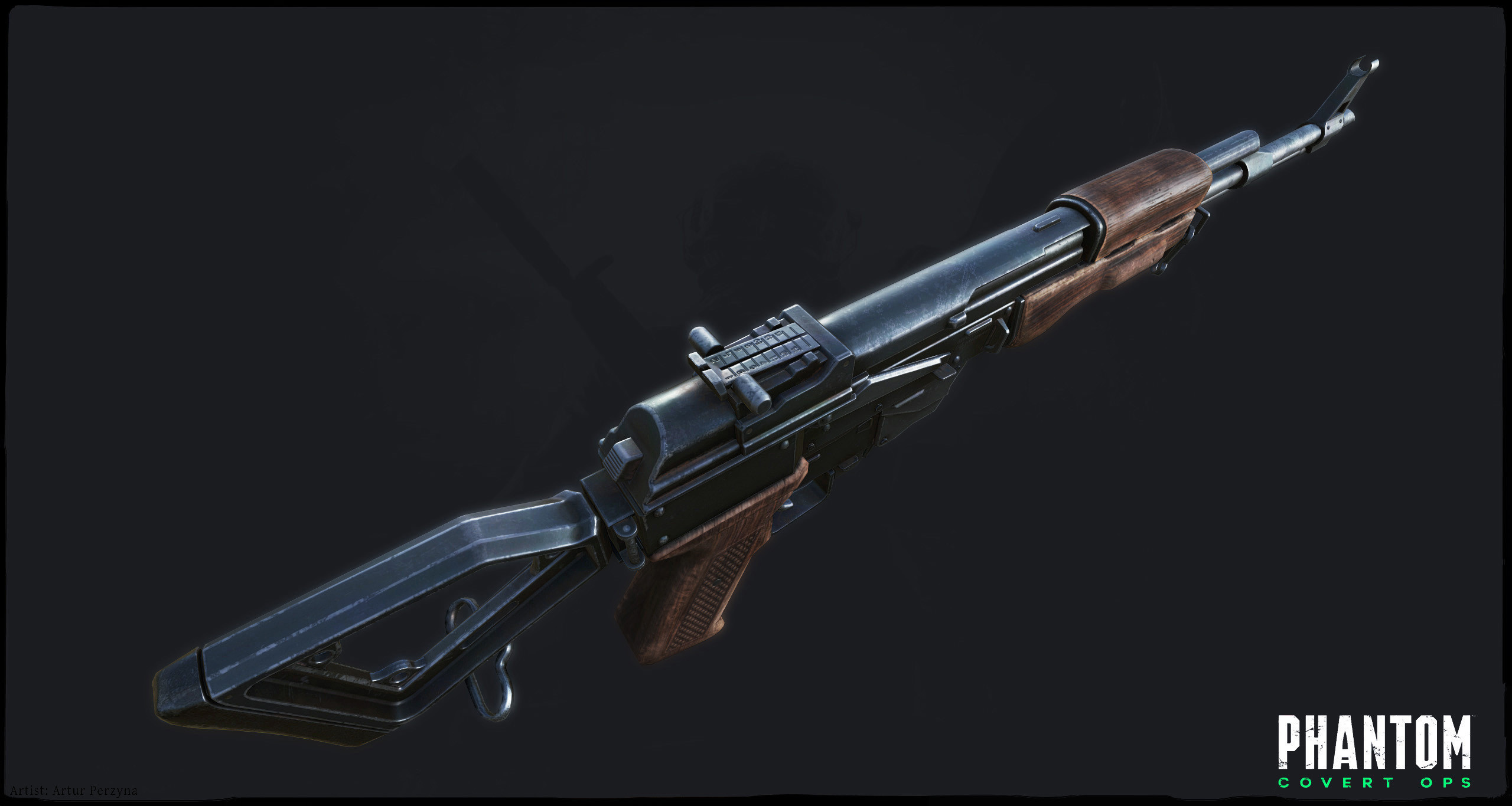 Substance Painter, AKSM with a custom stock and our own proportions due VR req.