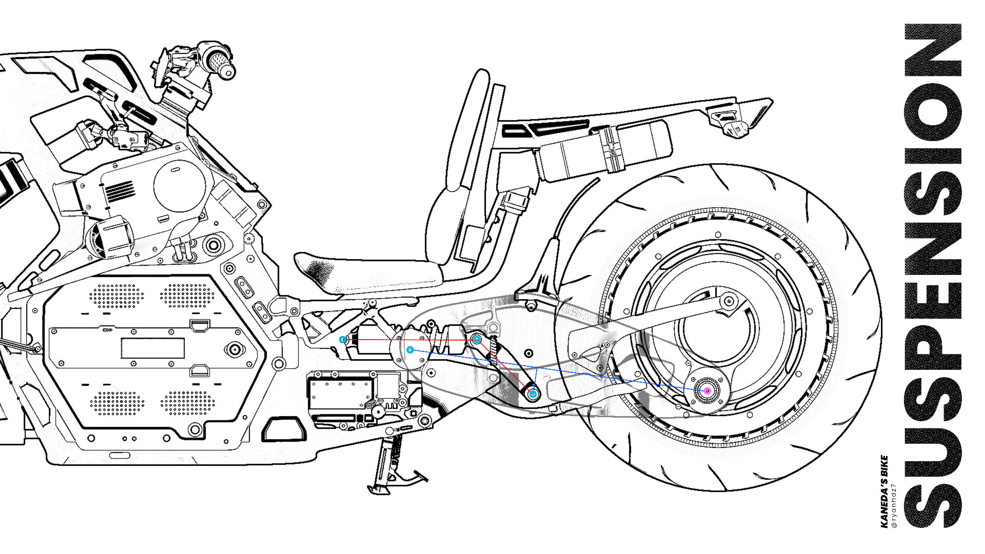 ArtStation Redesign Of Kaneda's Bike-Diagram