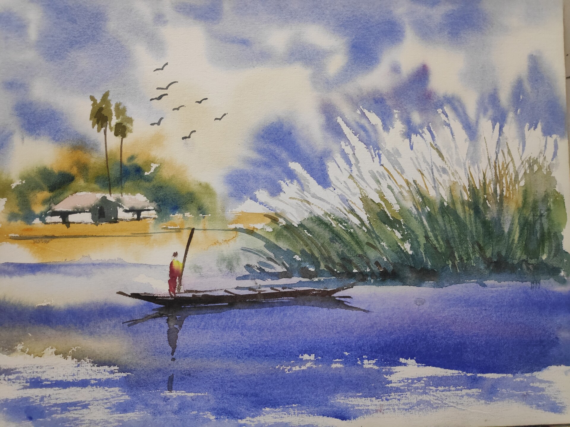 WATERCOLOR PAINTING ON HANDMADE PAPER 