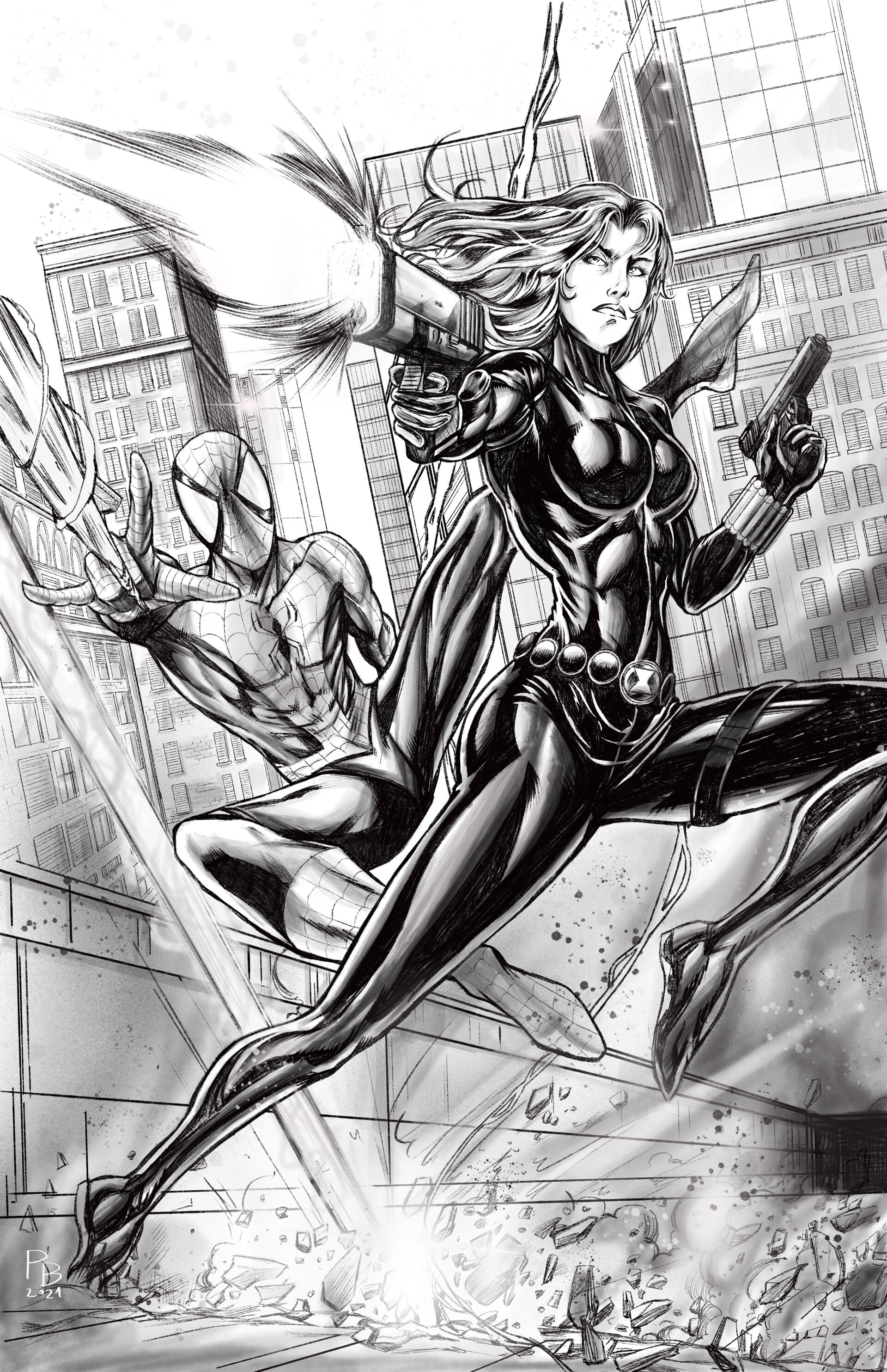 Black Widow & Spider-Man - Carlos Gómez, in Rashid BH's Commissions Comic  Art Gallery Room