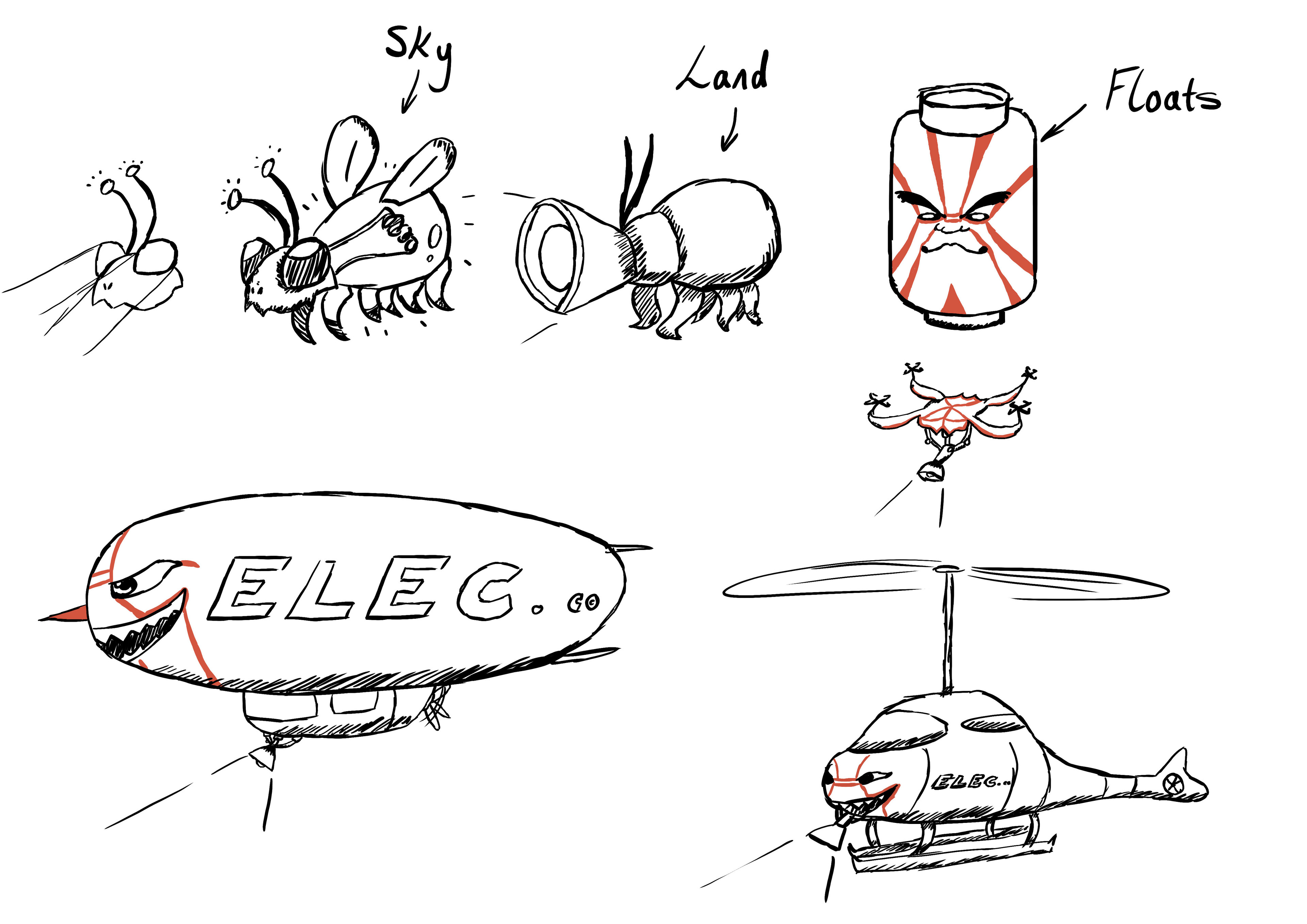 First Sketch for Enemy Designs