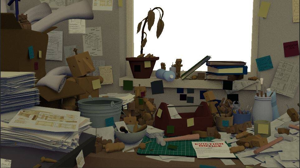 Scene 04 Test Render of lighting, texturing, and asset placement.