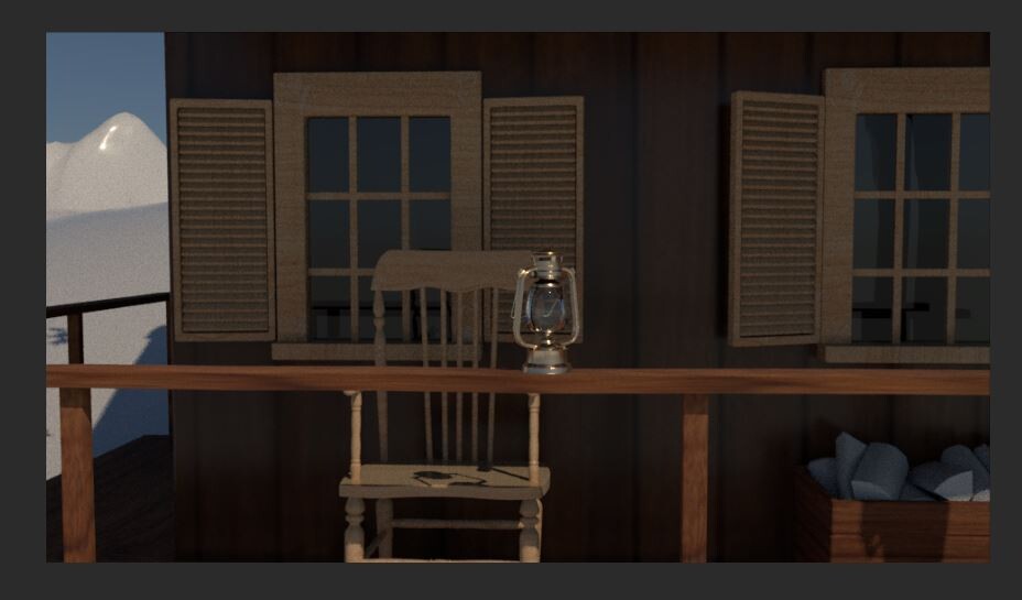 ArtStation - Cabaña Render Diurno y Nocturno