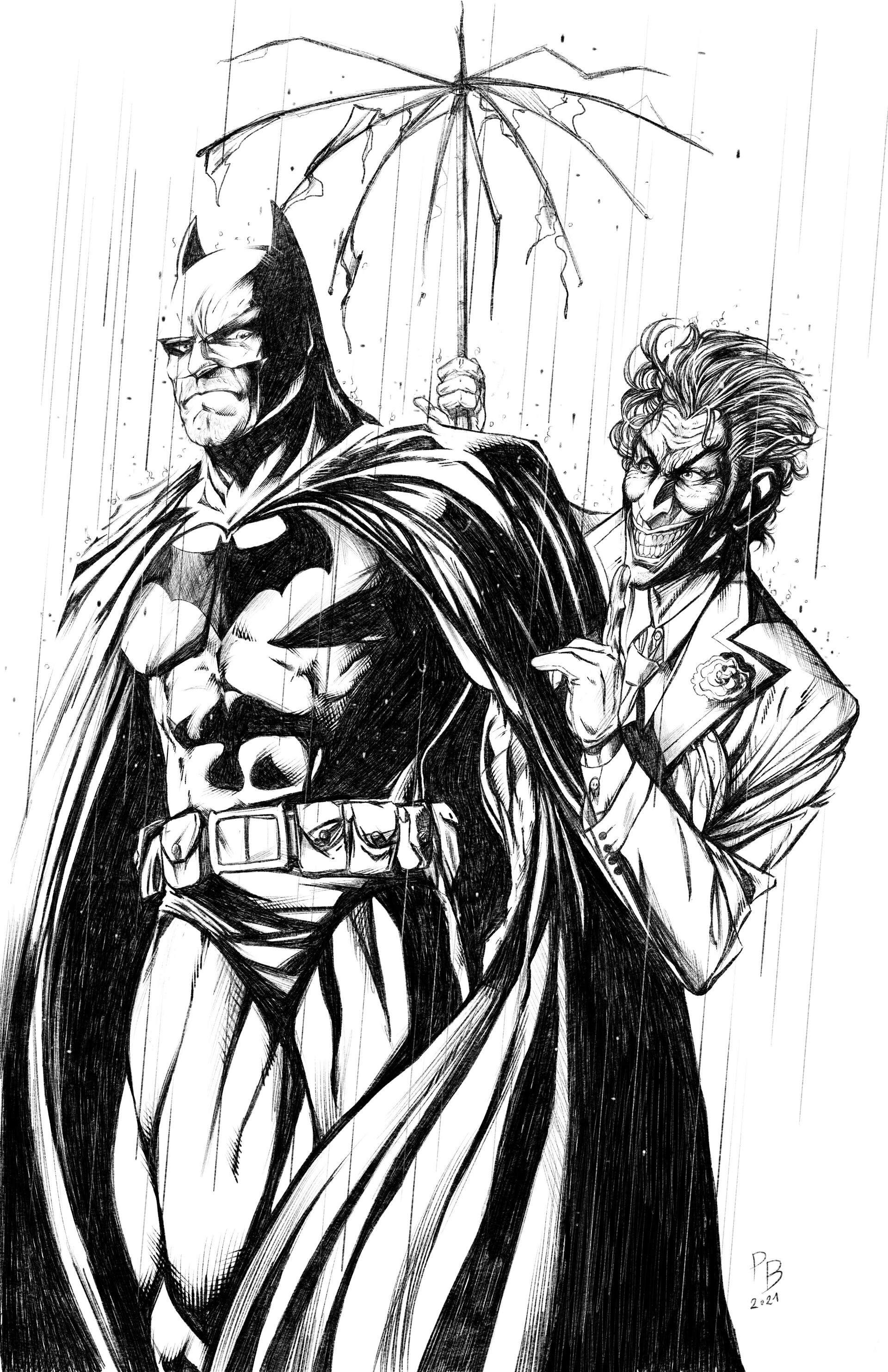 ArtStation - Batman and Joker under the rain :D