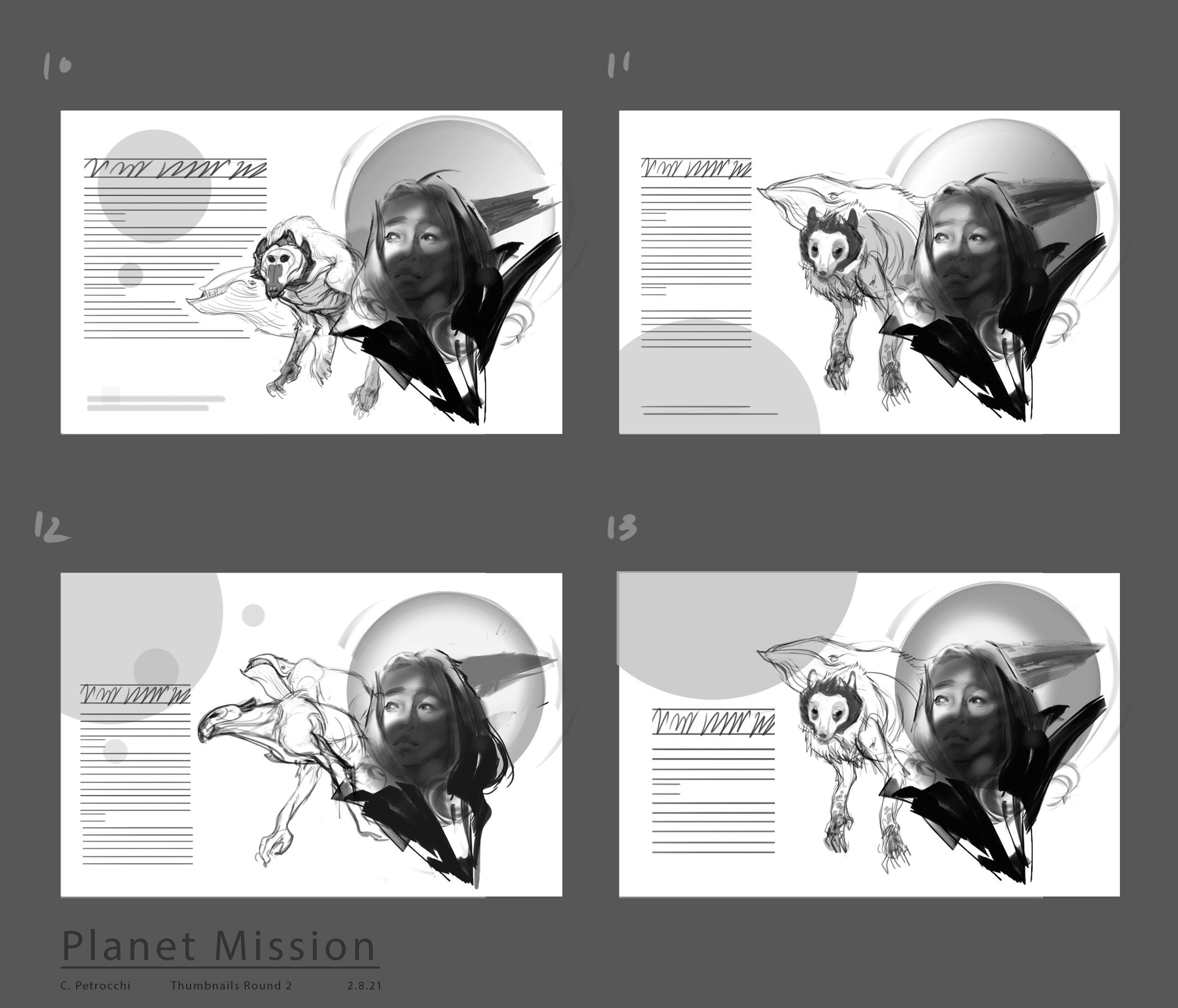 Step three: the client picks one of them and gives feedback and so these thumbnails reflect the input that the client requested