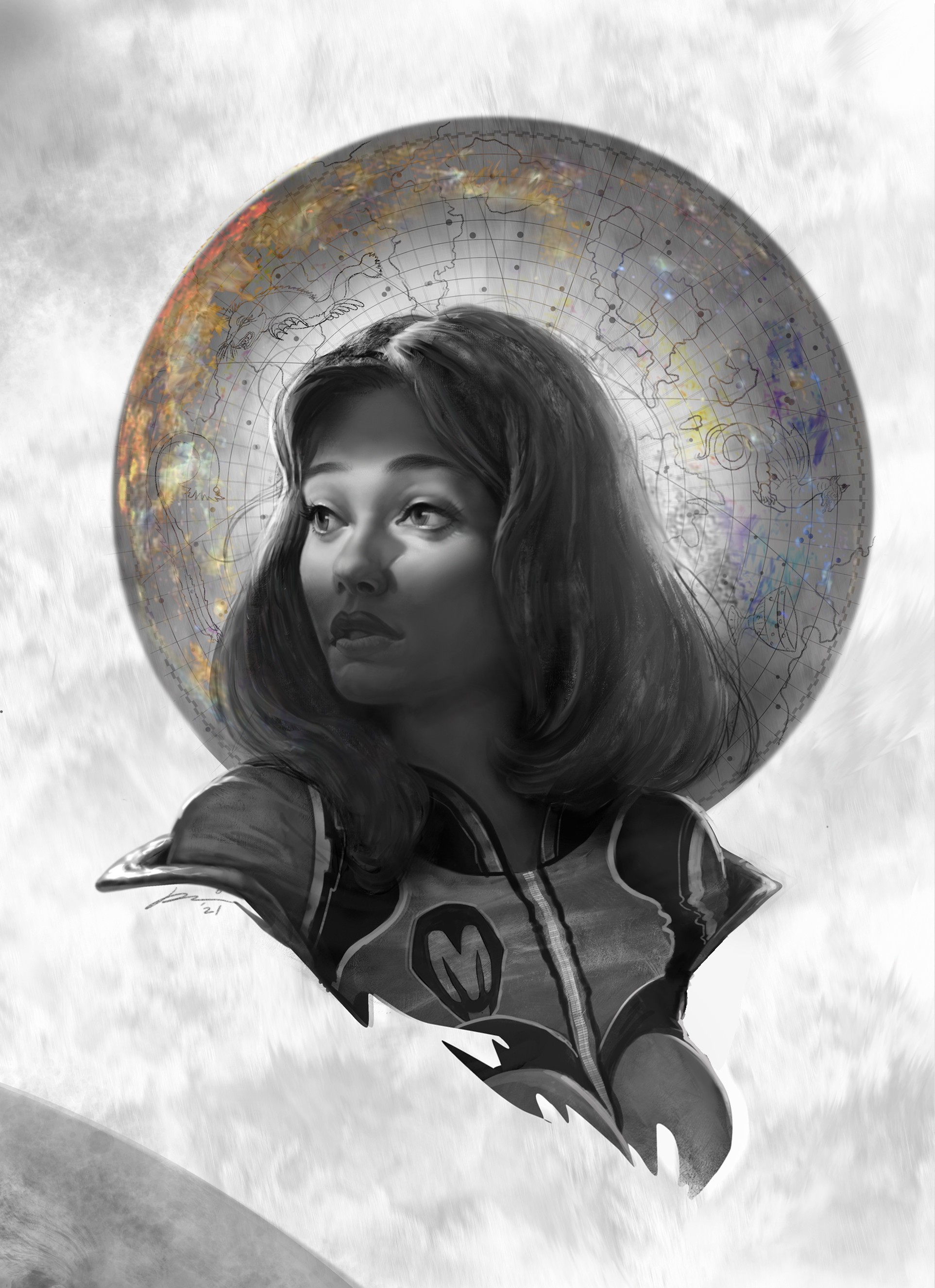Final art for the book cover without typography/title. Scroll down to see my work flow from start to finish. This book is selling on Amazon and the title is Planet Mission by David Claiborne