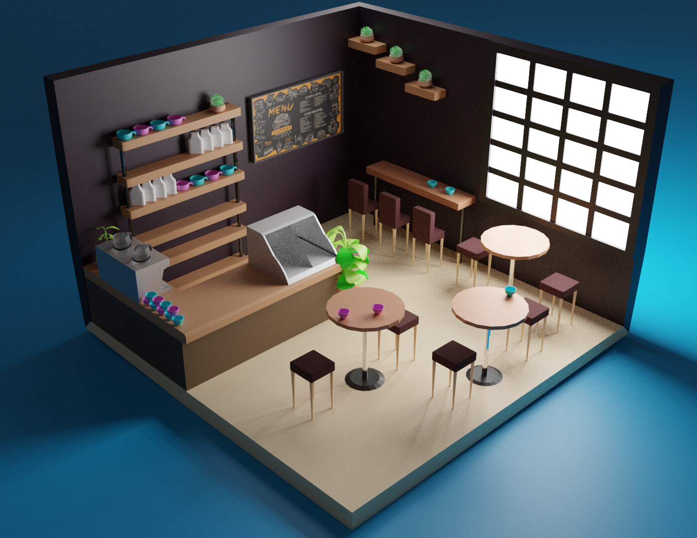 ArtStation Coffee Shop 3D Modeling