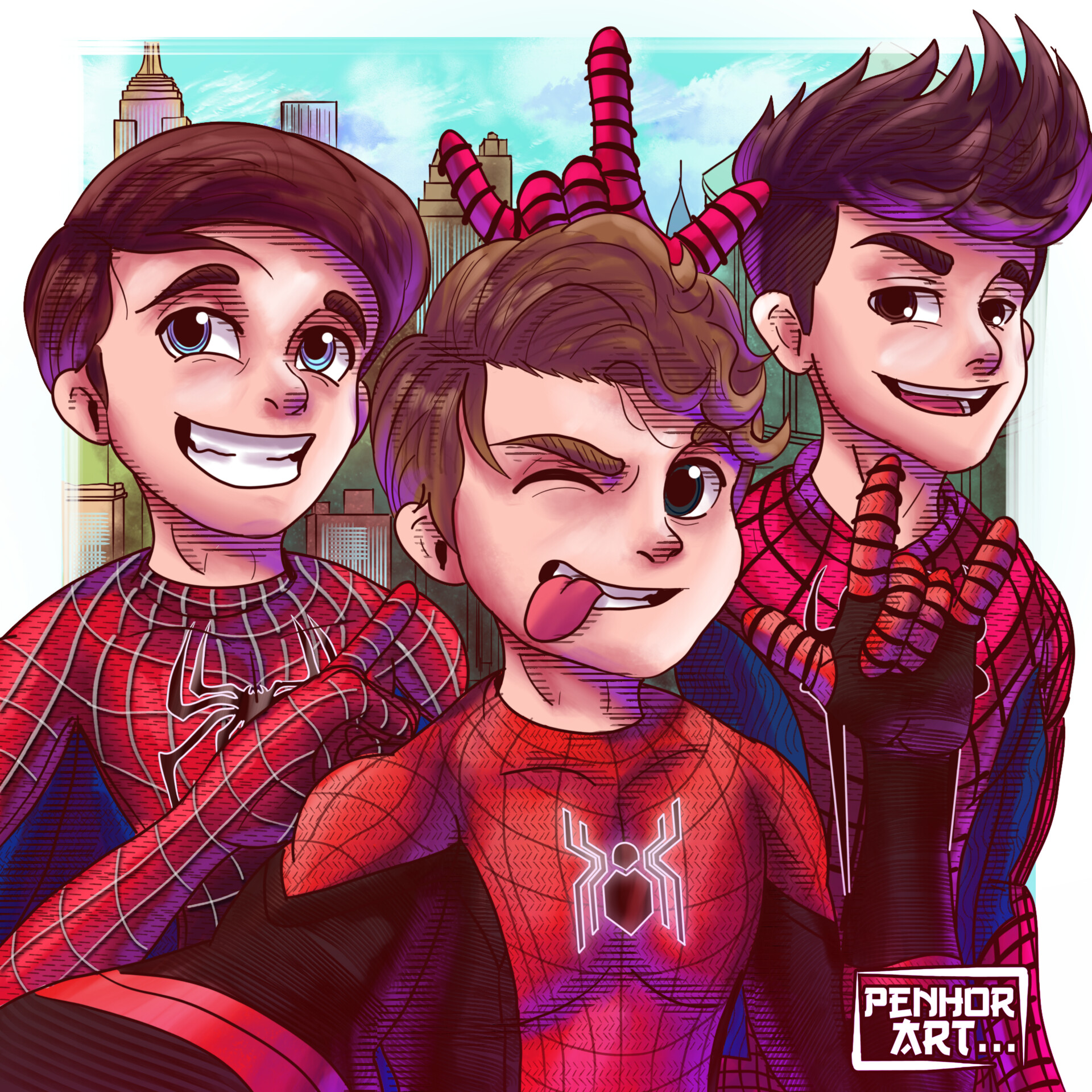ArtStation The three Spider man fanart Tobey Maguire, Tom Holland
