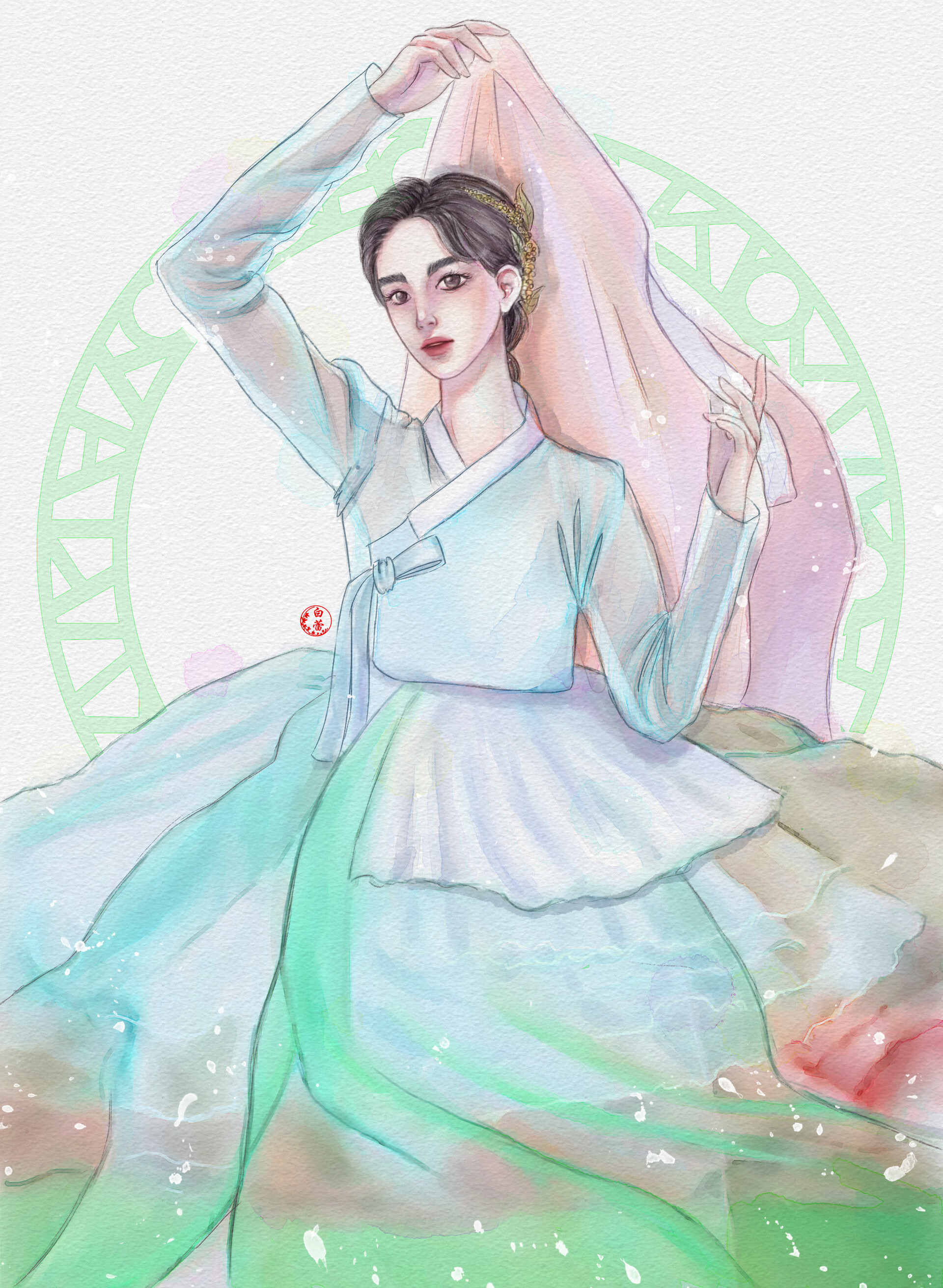 ArtStation - Girl in hanbok
