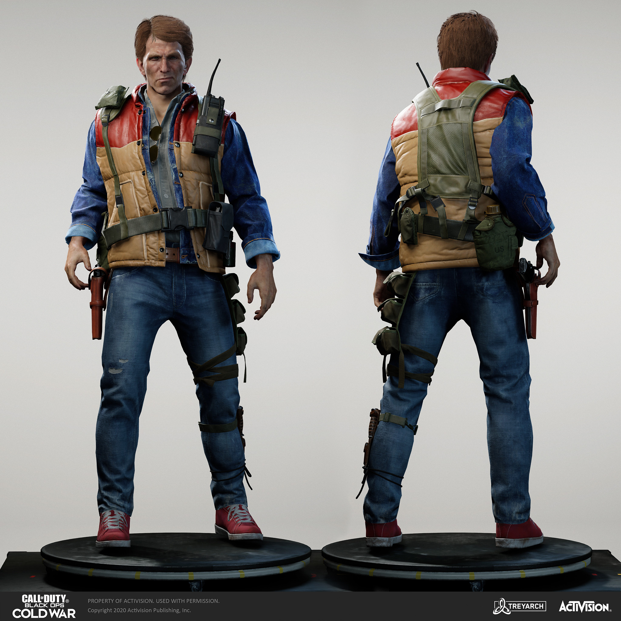 John Baker operator - Brushfire. I was responsible for the design, game mesh assembly, and textures/materials. Individual models/bakes used on the character were created by the Treyarch, SHG, Raven, and OS teams. Head and hair model by Wren Cromwell.