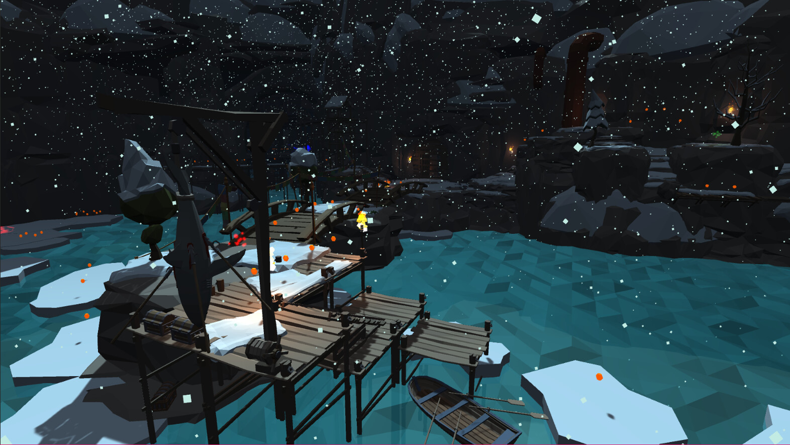 The docks in the opening section of the level where the player spawns. Once the player has recovered the crystal cores they return here to complete the game.